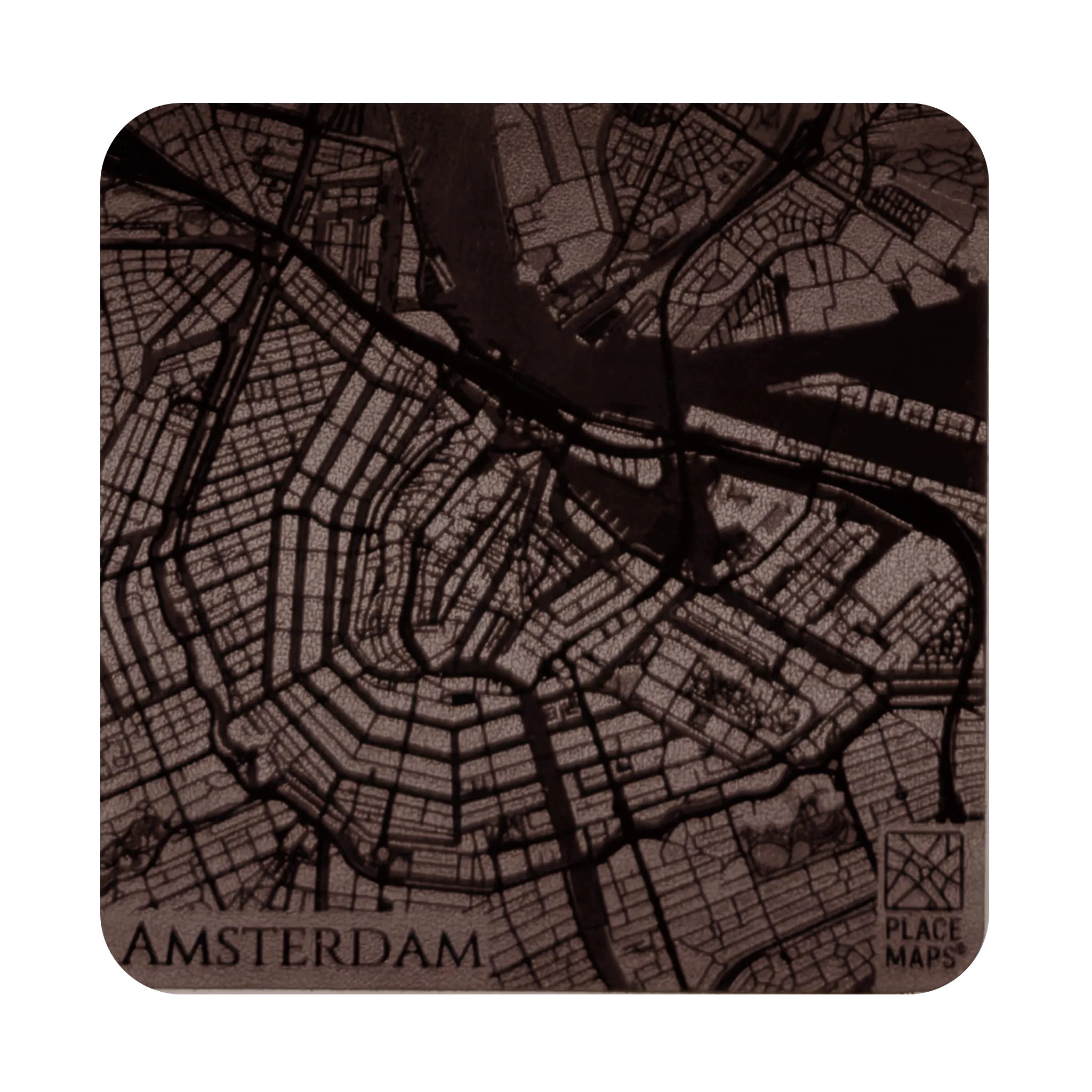 Leren Onderzetter Stadskaart Amsterdam
