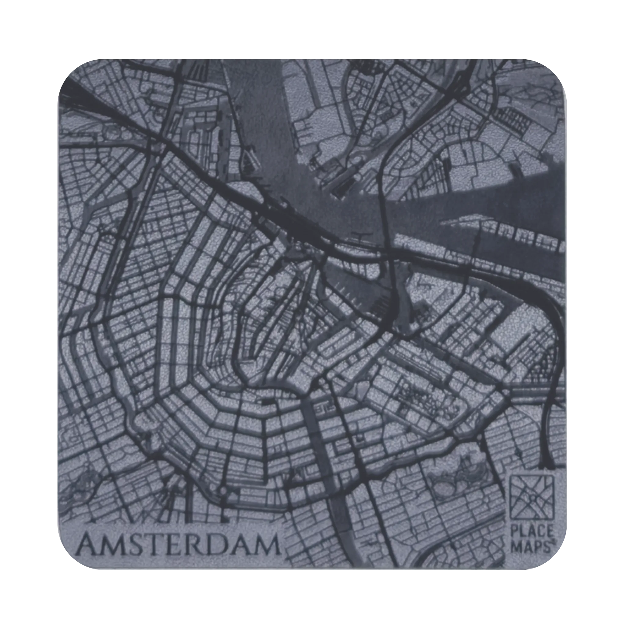 Leren Onderzetter Stadskaart Amsterdam