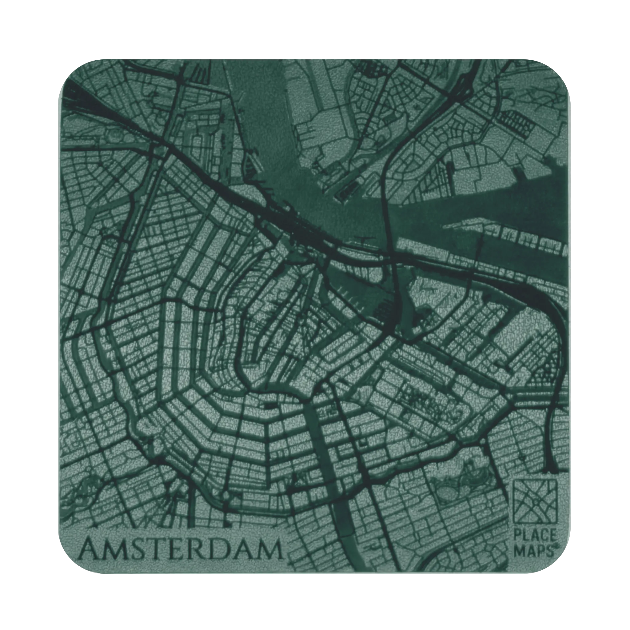 Leren Onderzetter Stadskaart Amsterdam
