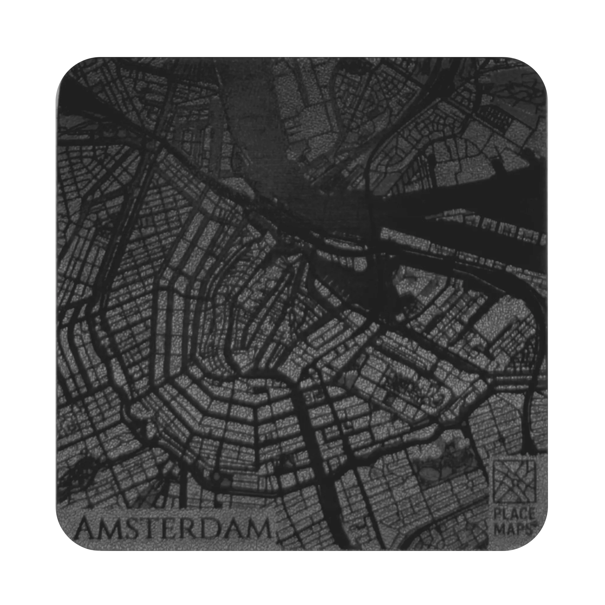 Leren Onderzetter Stadskaart Amsterdam