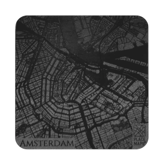 Leren Onderzetter Stadskaart Amsterdam
