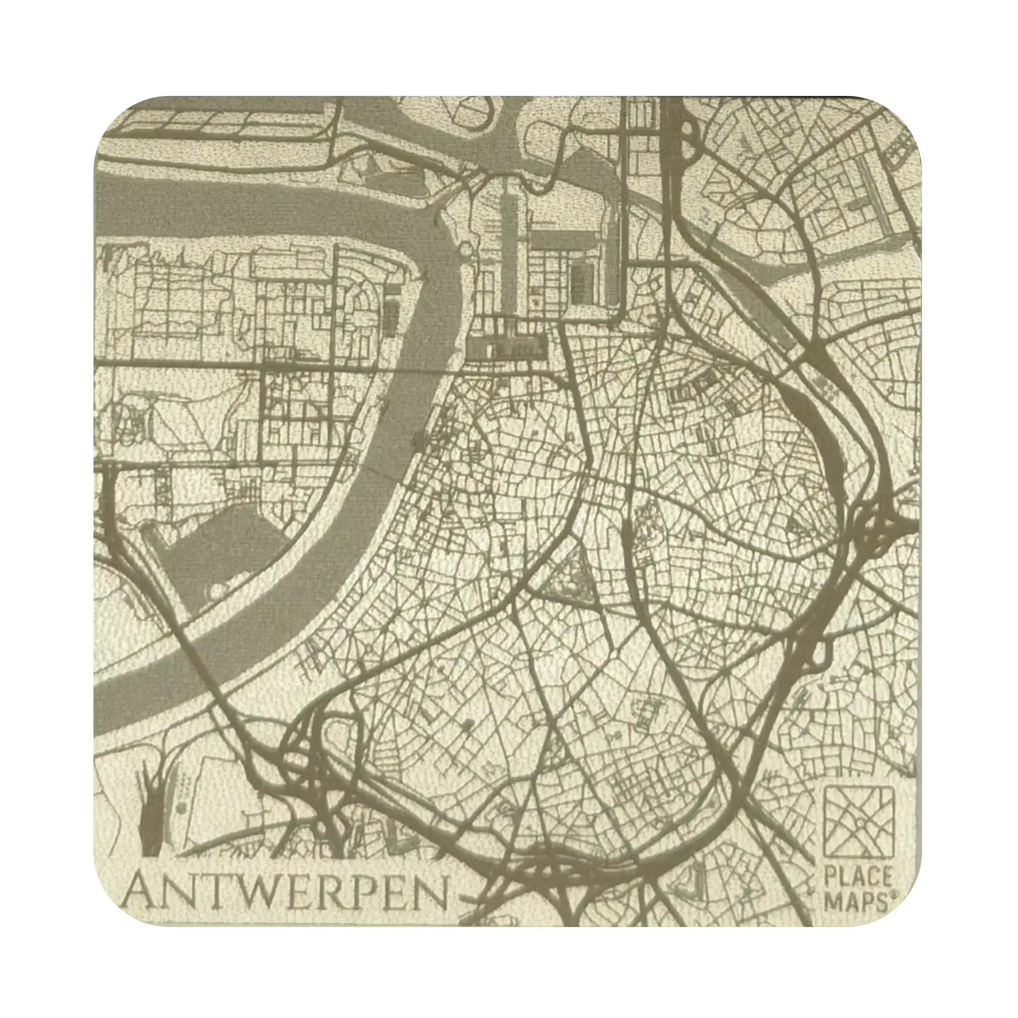Leren Onderzetter Stadskaart Antwerpen
