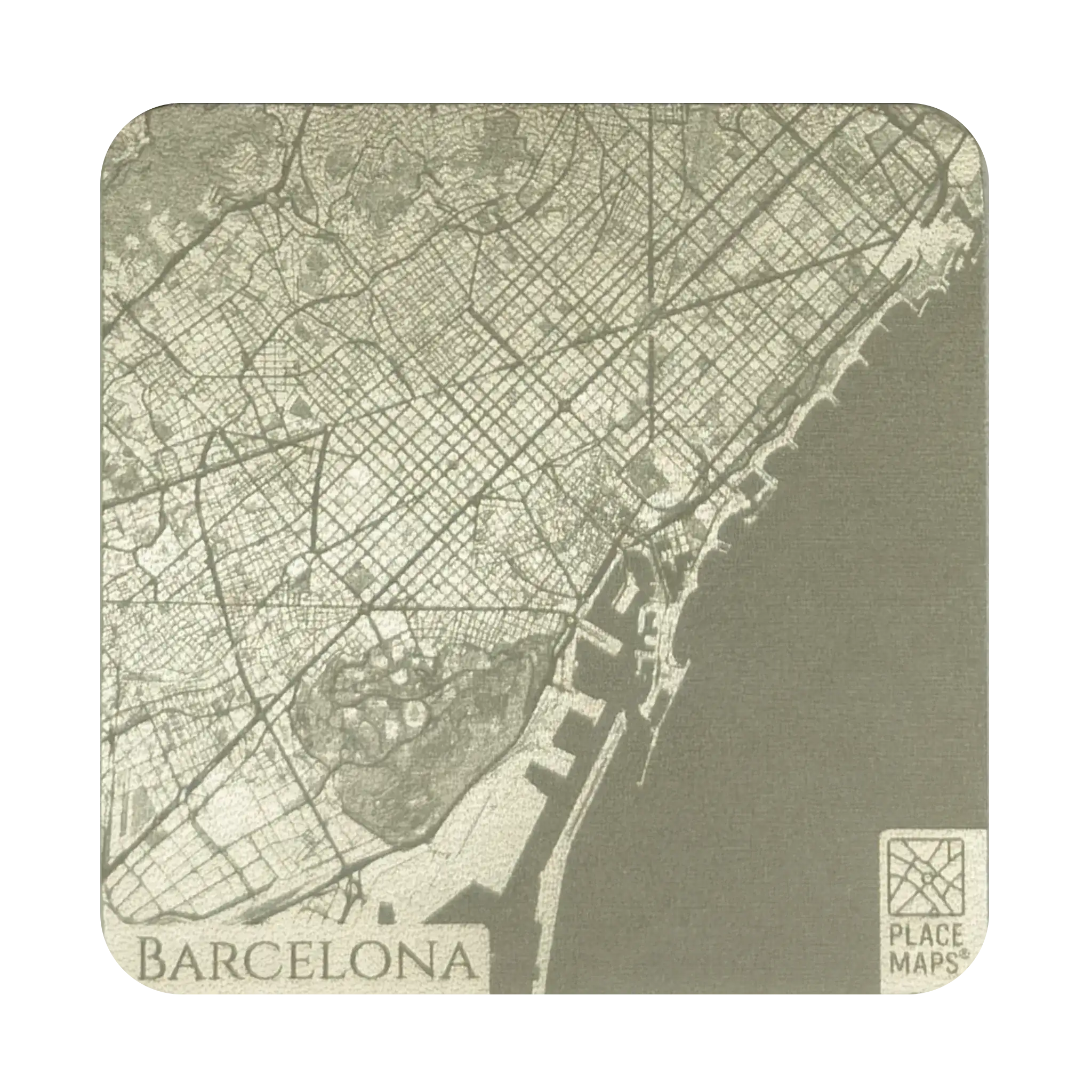Leren Onderzetter Stadskaart Barcelona