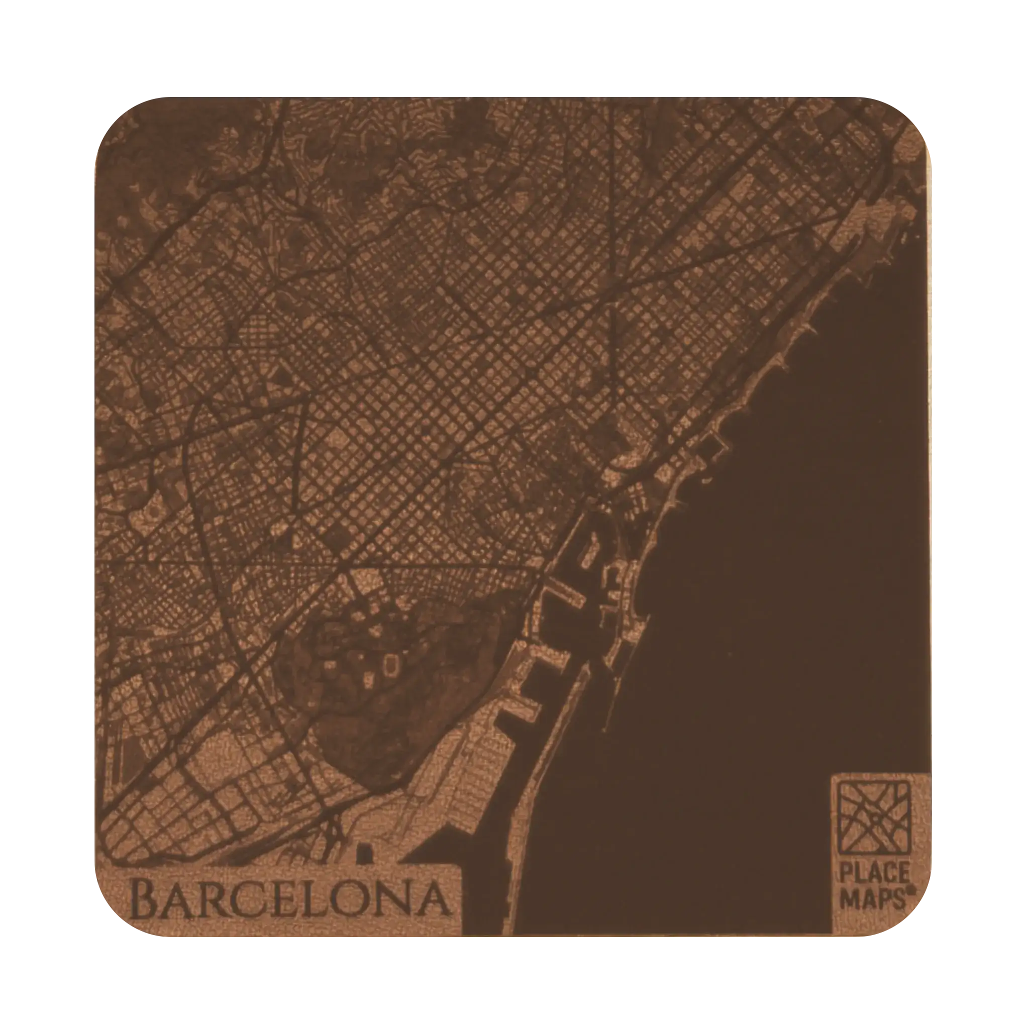 Leren Onderzetter Stadskaart Barcelona