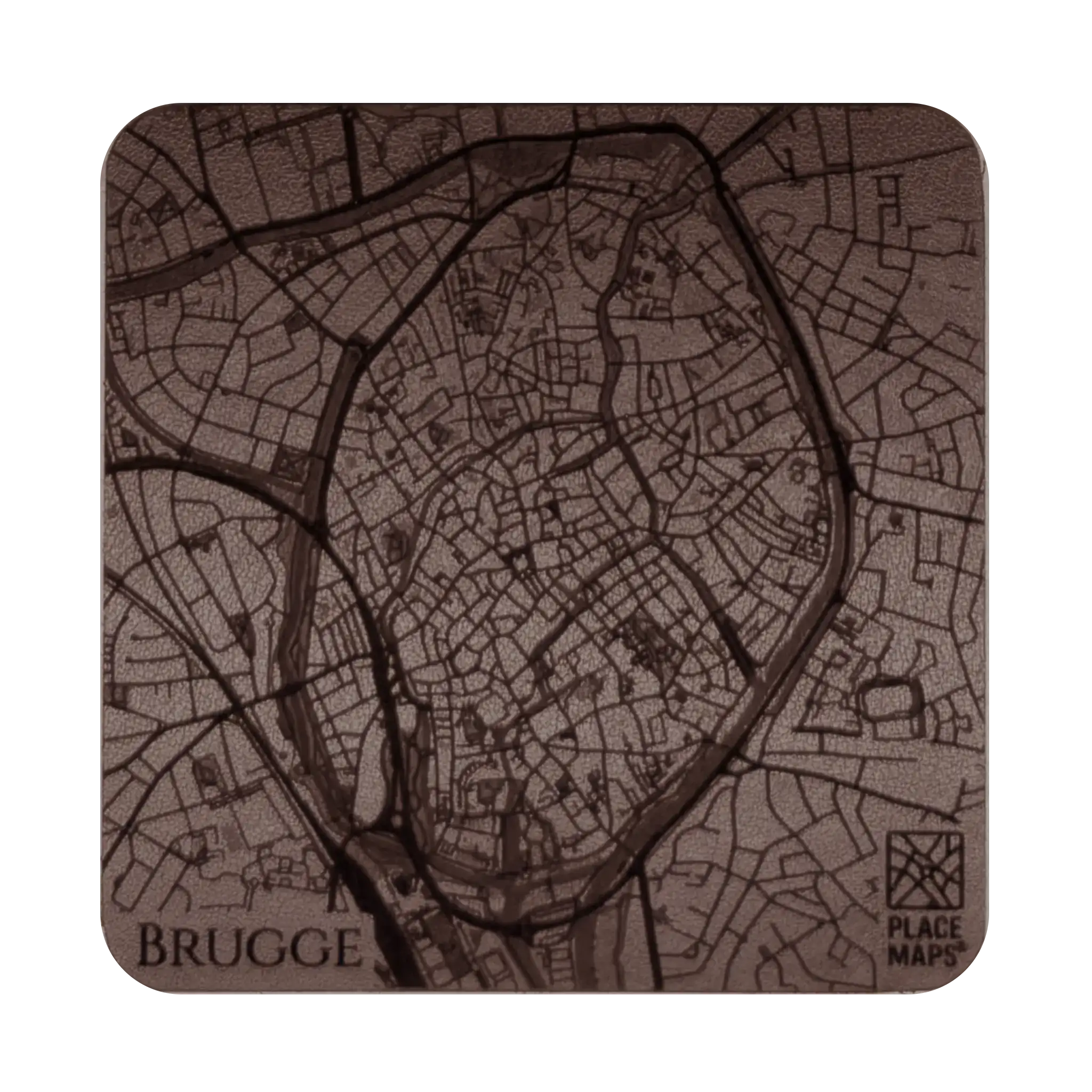Leren Onderzetter Stadskaart Brugge