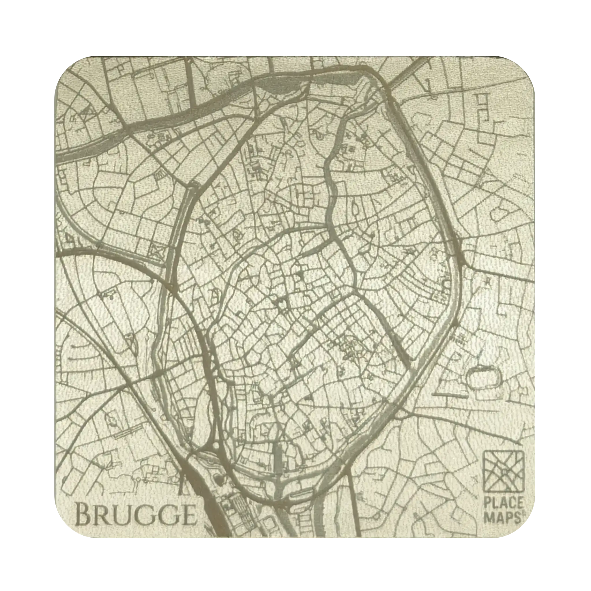 Leren Onderzetter Stadskaart Brugge