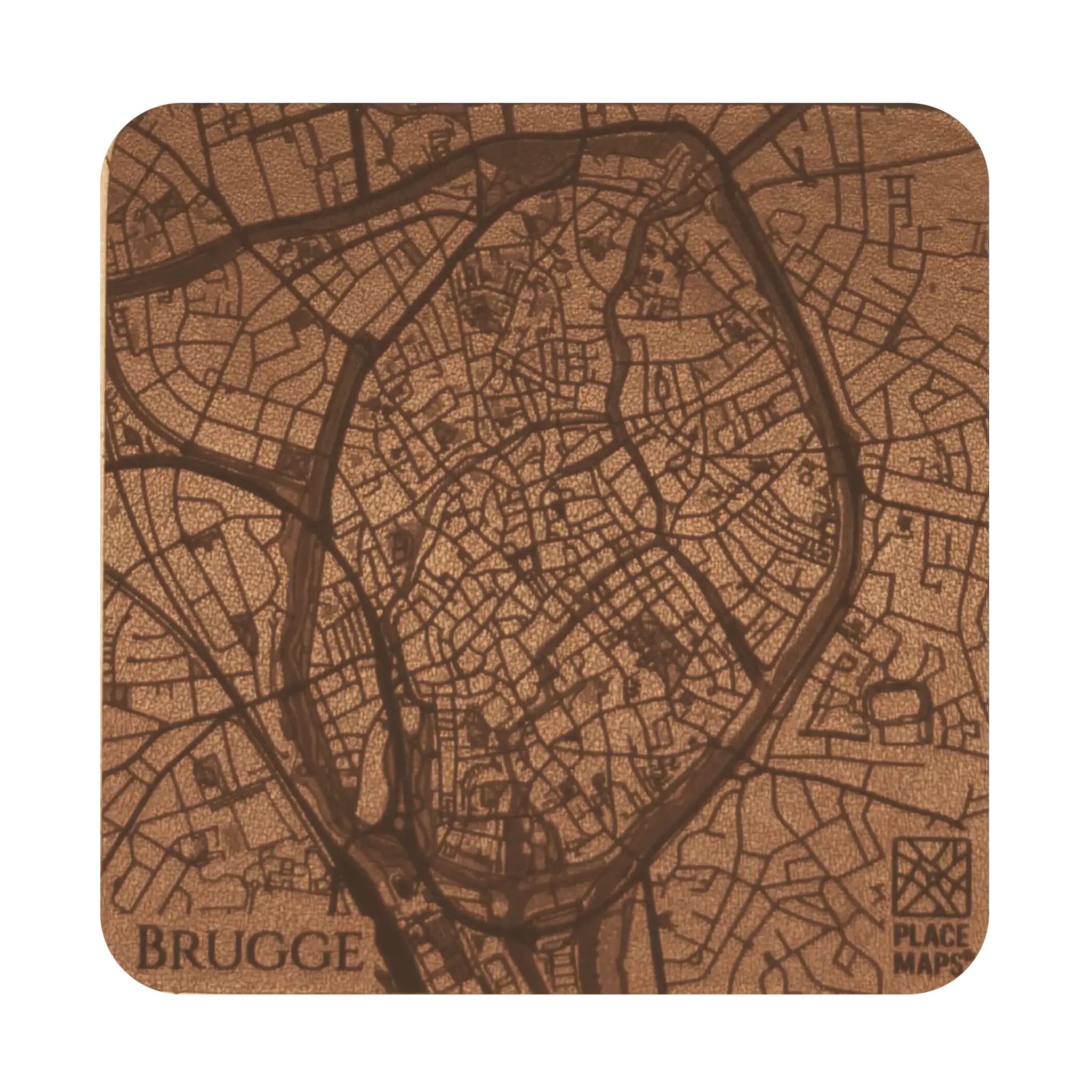 Leren Onderzetter Stadskaart Brugge