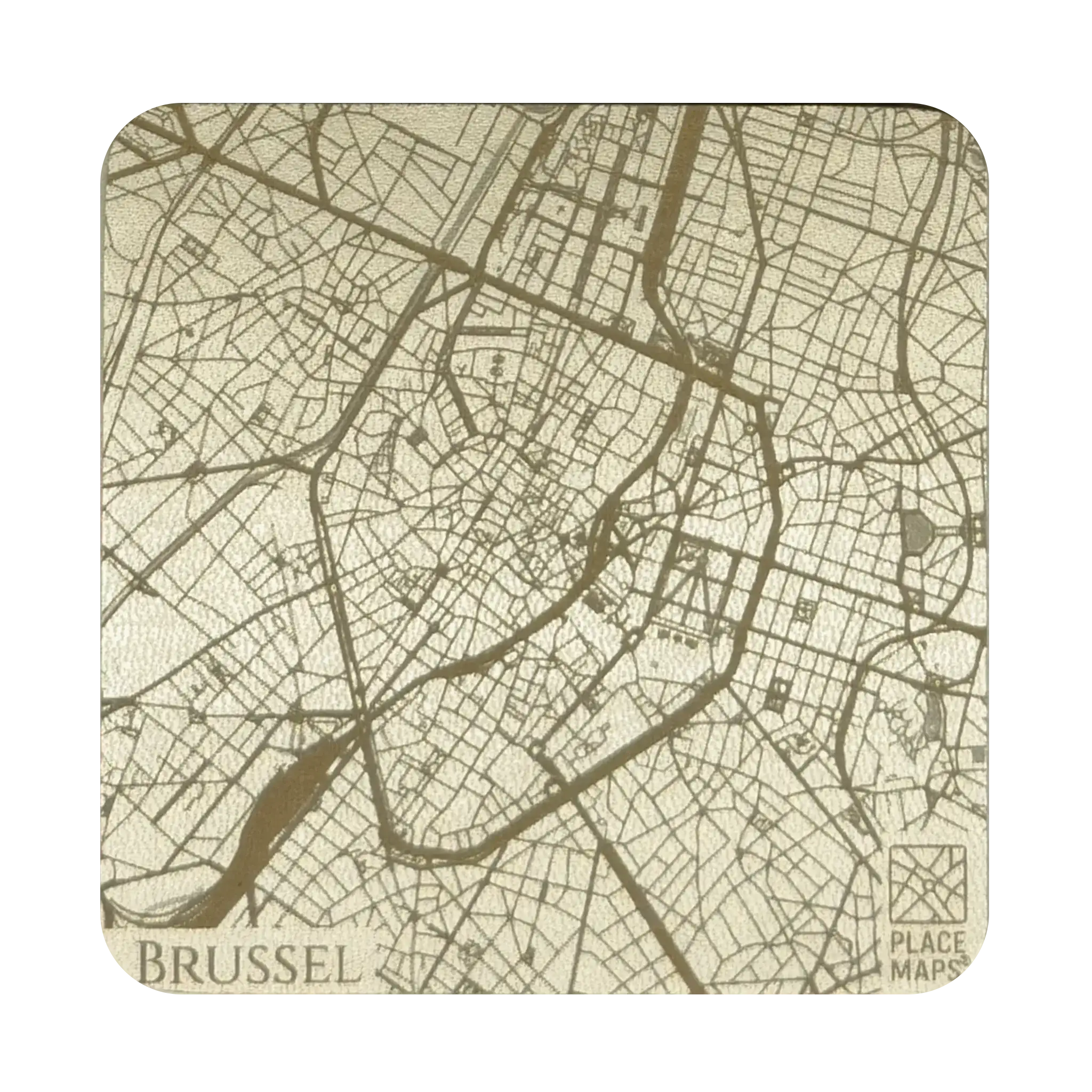 Leren Onderzetter Stadskaart Brussel