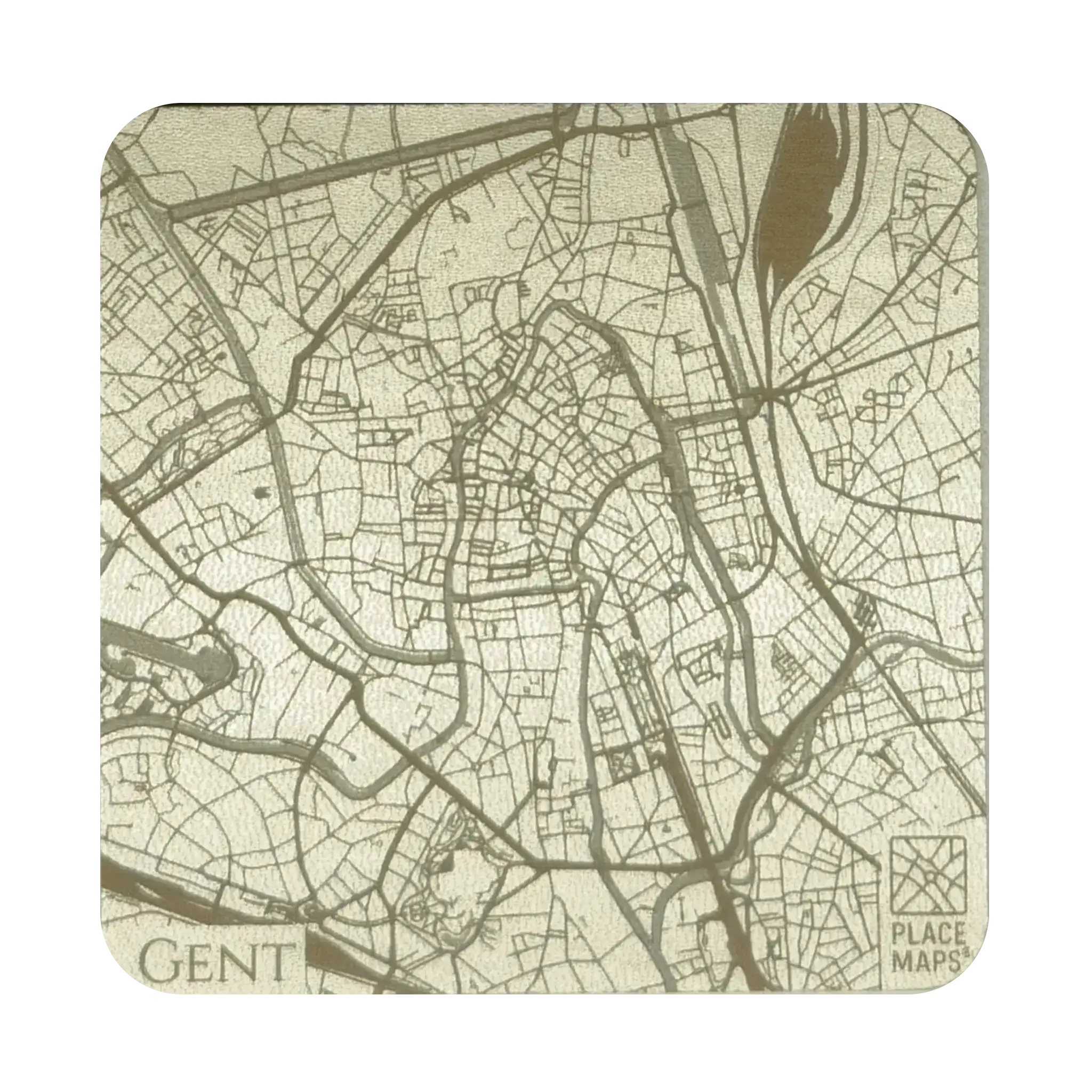 Leren Onderzetter Stadskaart Gent