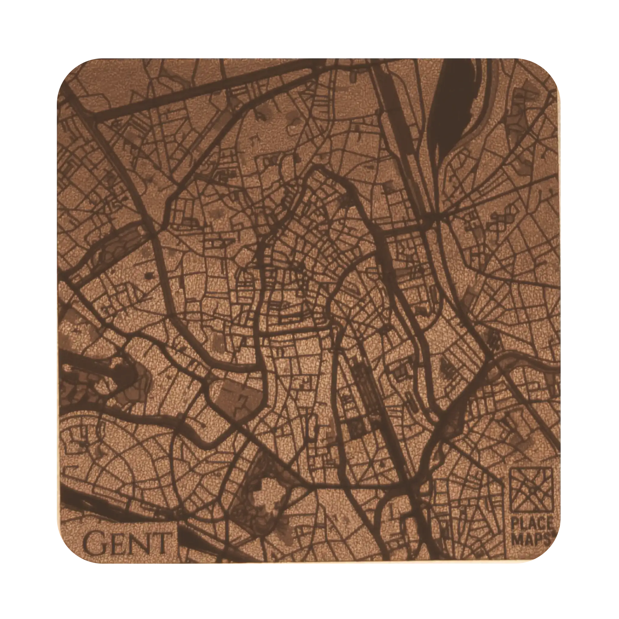 Leren Onderzetter Stadskaart Gent
