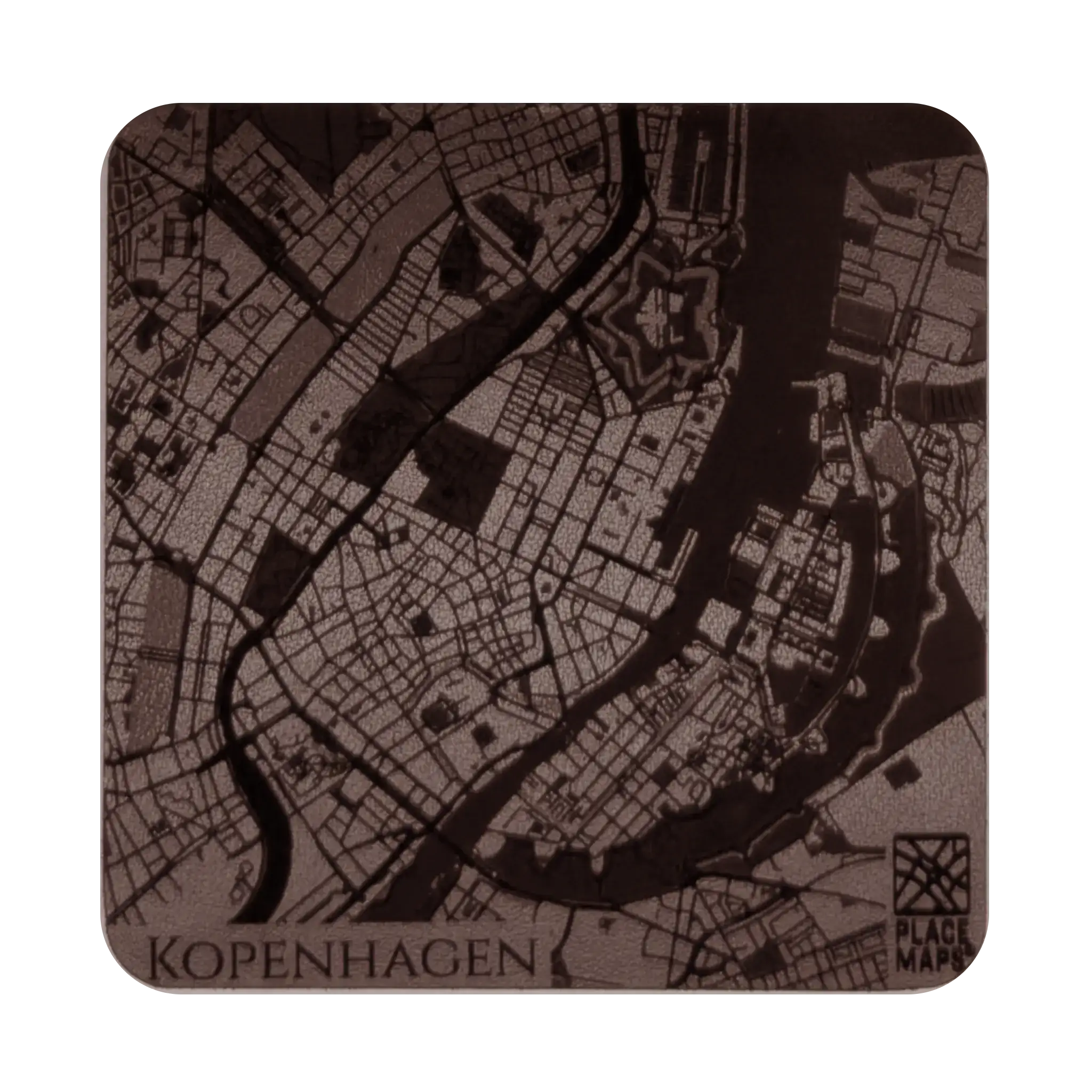 Leren Onderzetter Stadskaart Kopenhagen