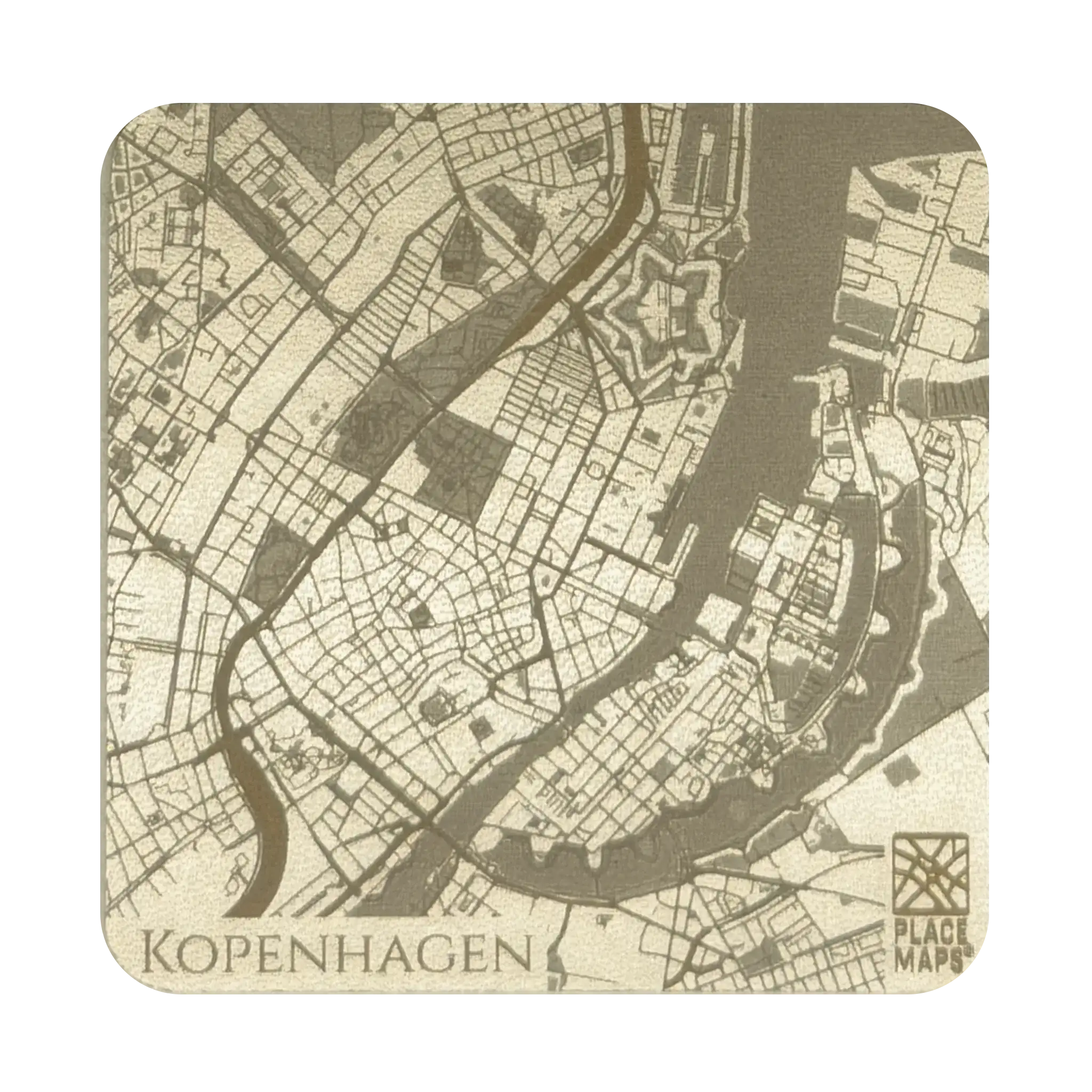 Leren Onderzetter Stadskaart Kopenhagen