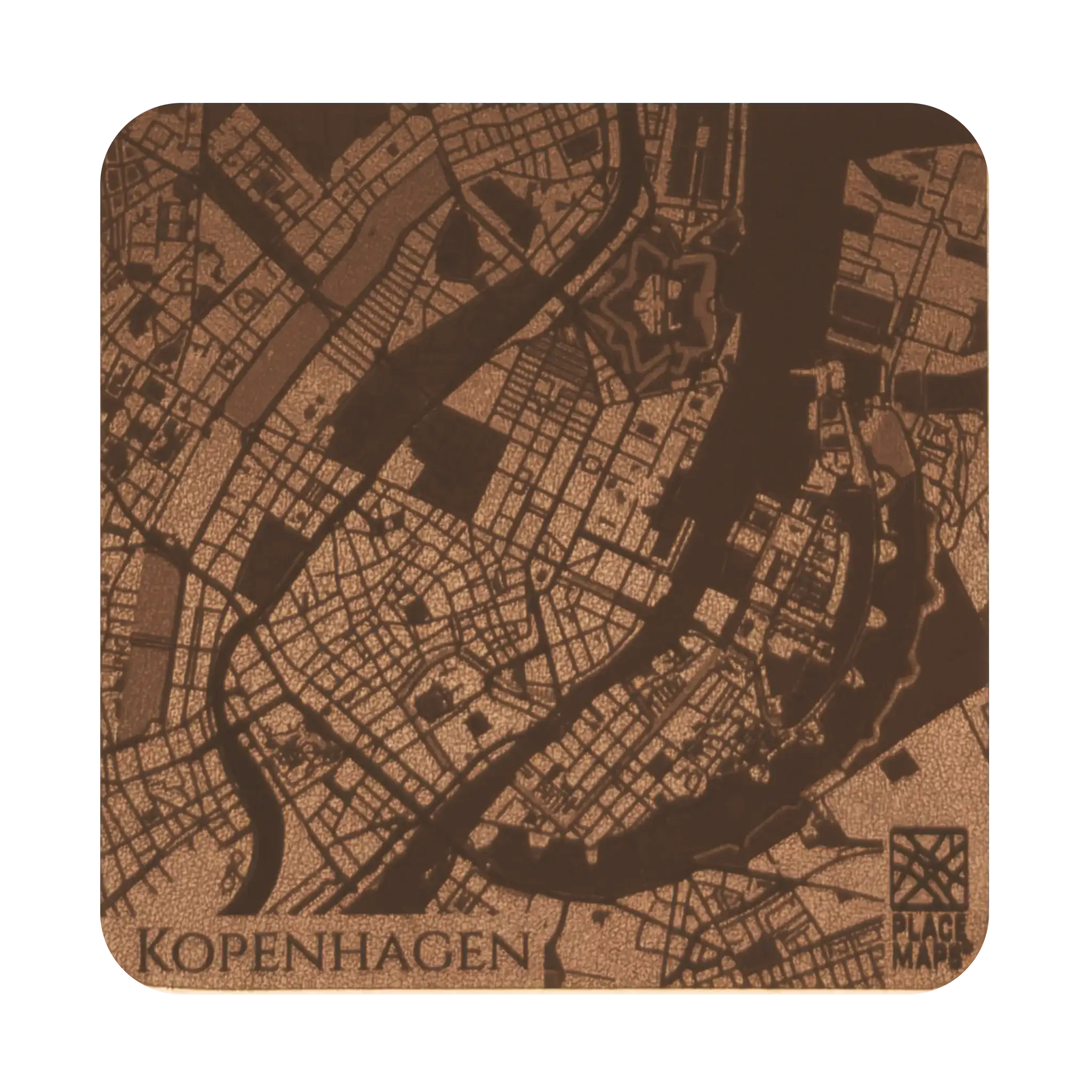 Leren Onderzetter Stadskaart Kopenhagen