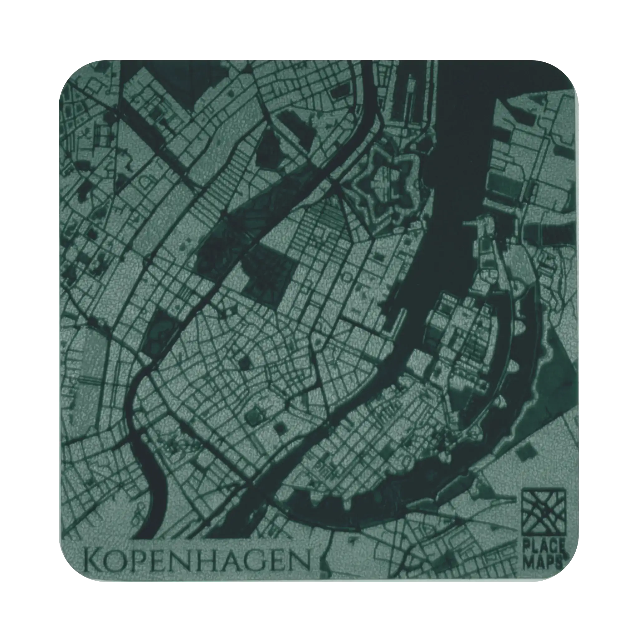 Leren Onderzetter Stadskaart Kopenhagen