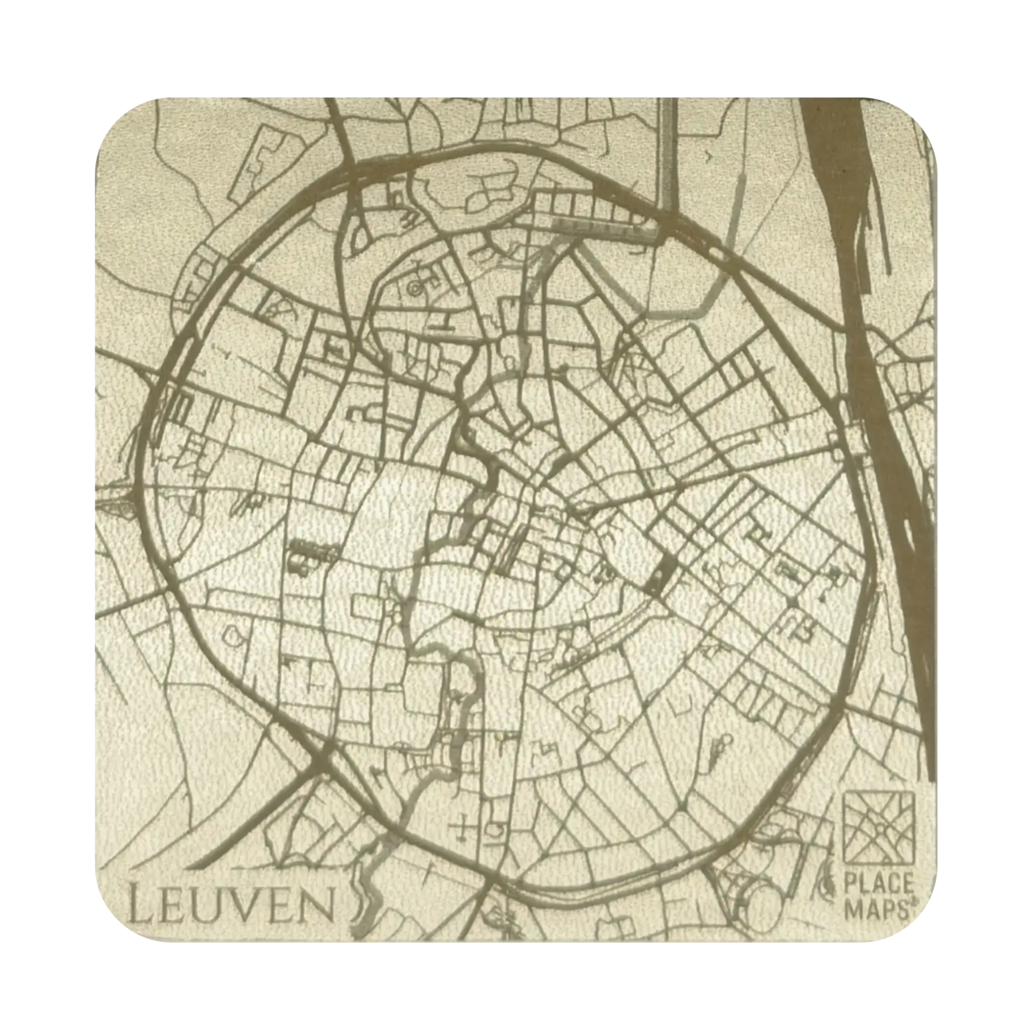 Leren Onderzetter Stadskaart Leuven