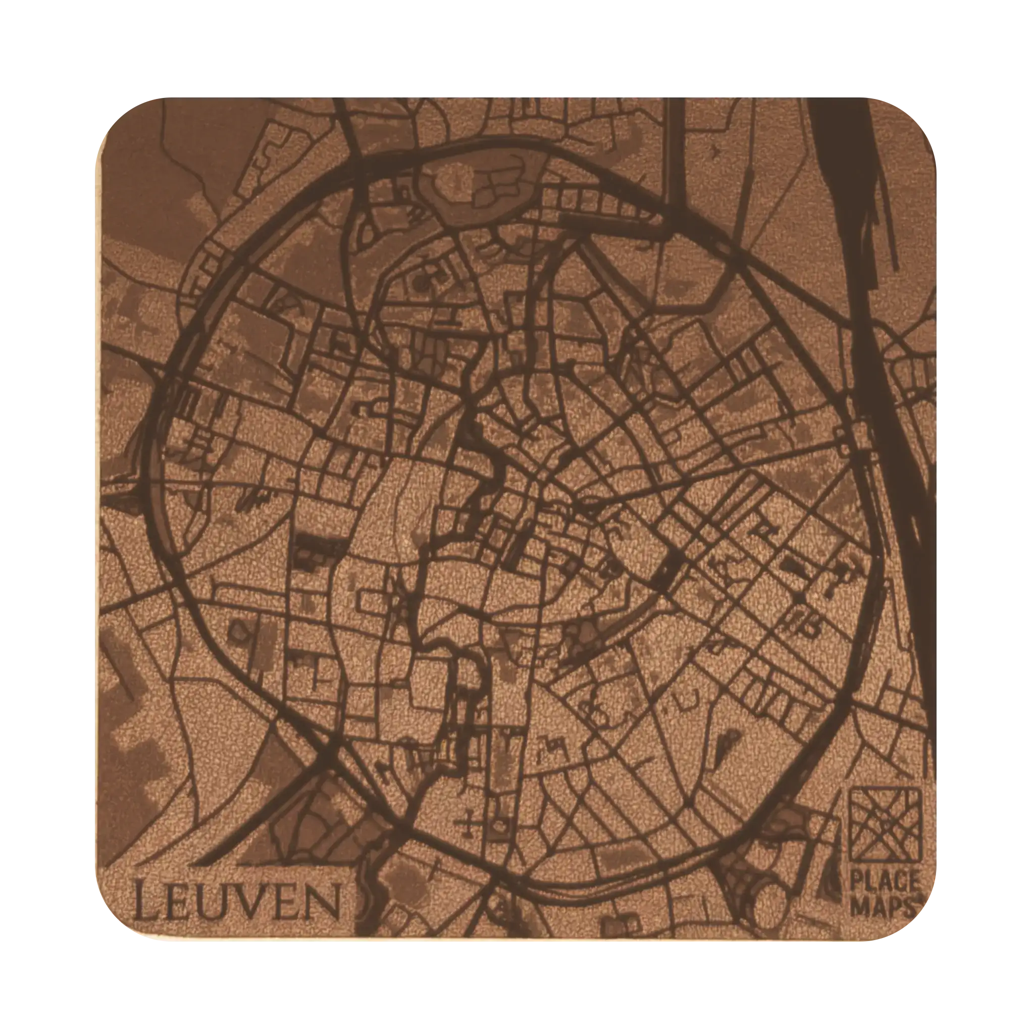 Leren Onderzetter Stadskaart Leuven