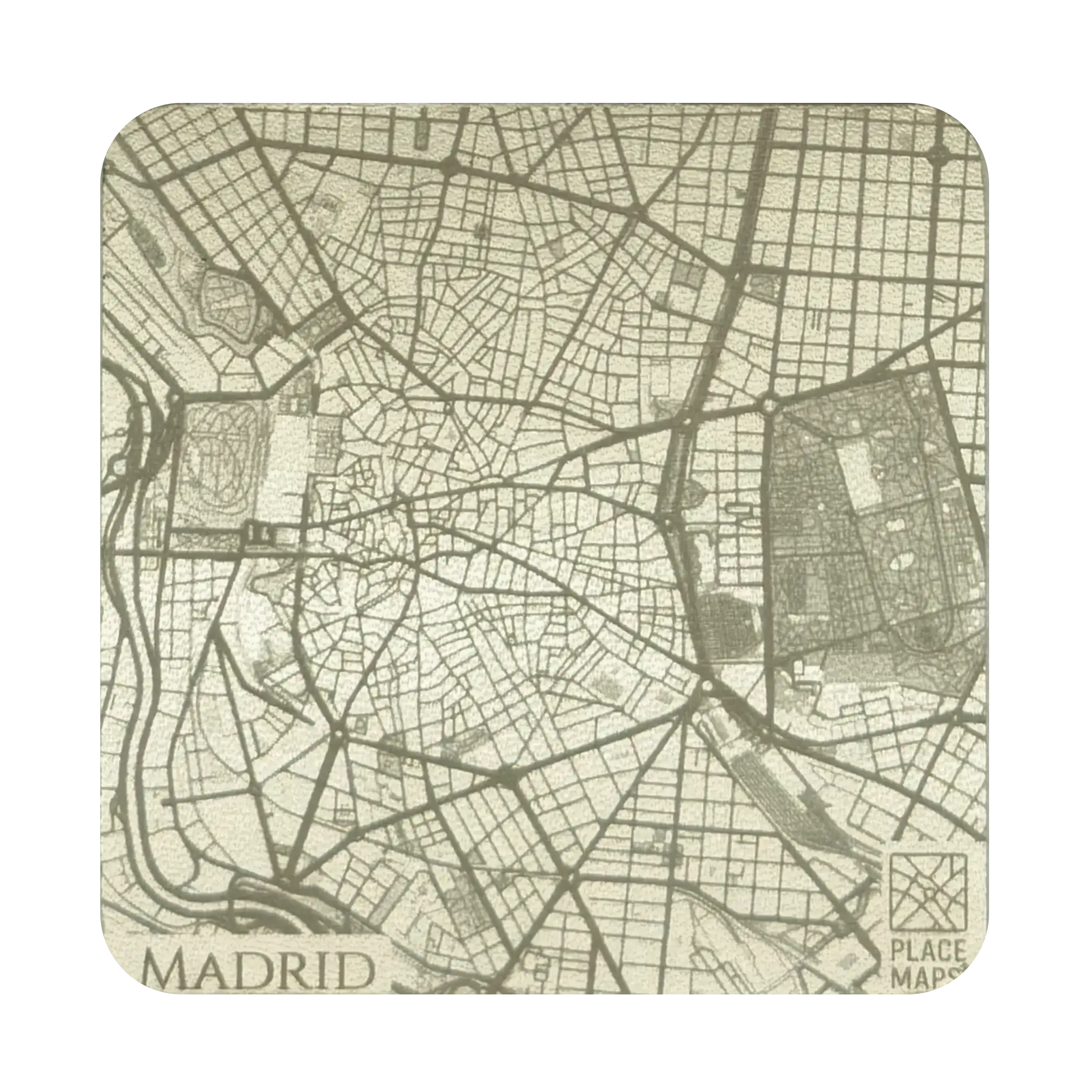 Leren Onderzetter Stadskaart Madrid
