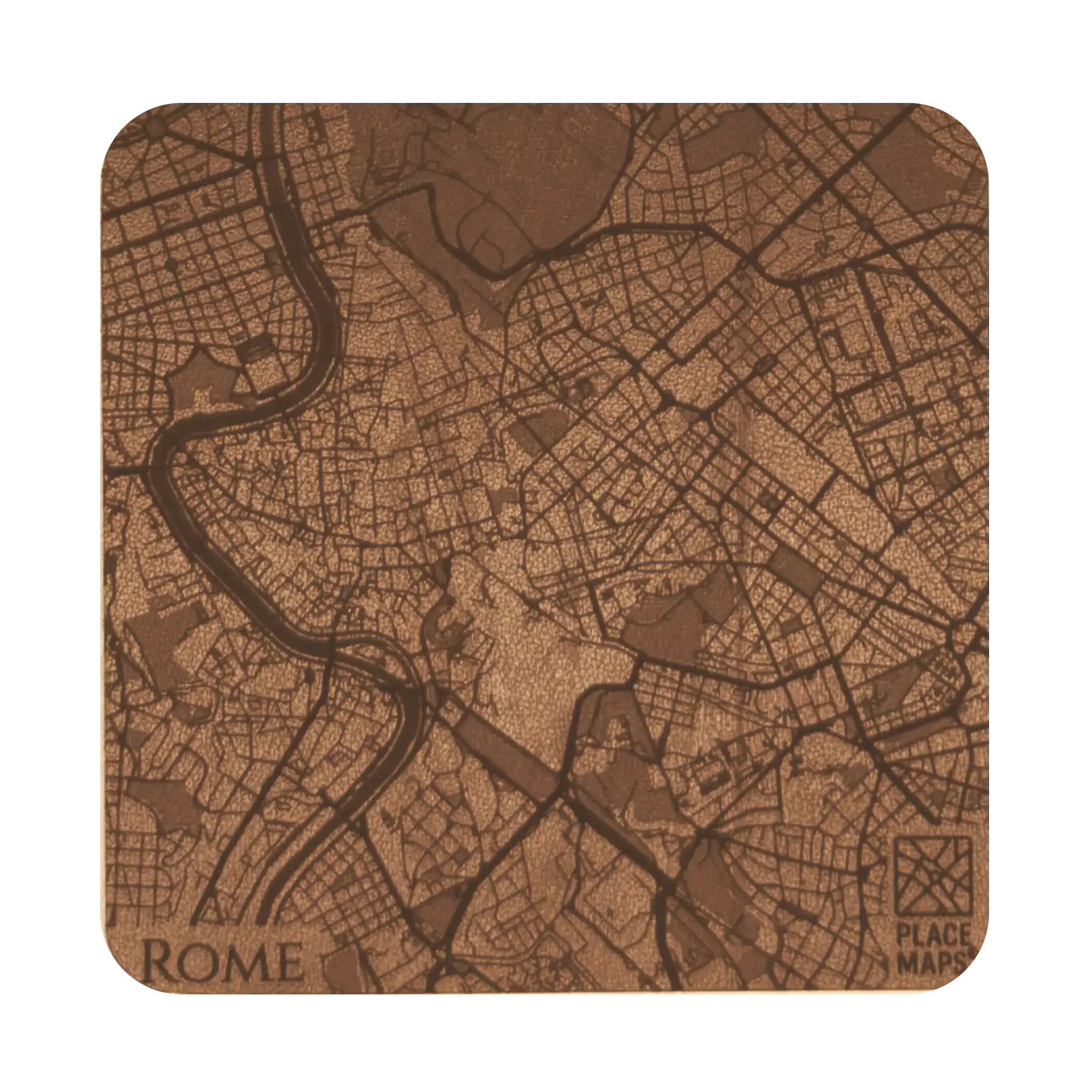 Leren Onderzetter Stadskaart Rome