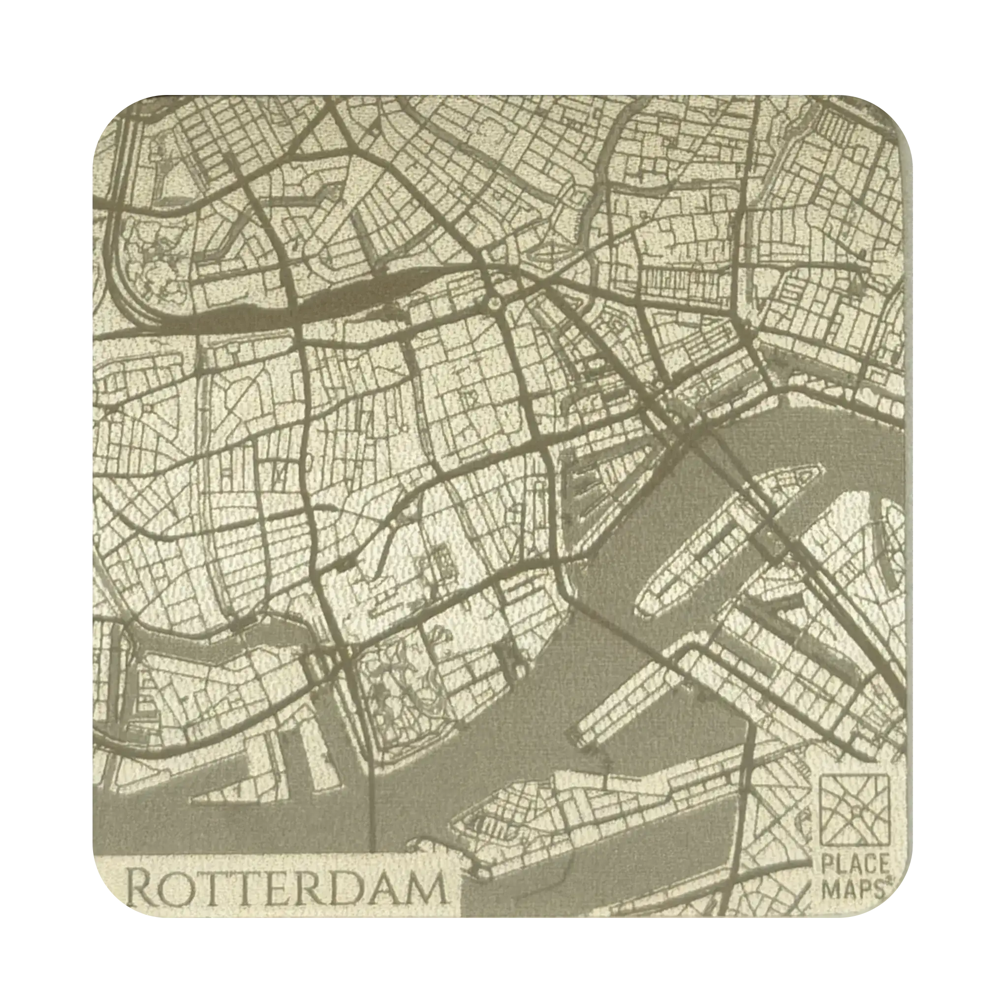 Leren Onderzetter Stadskaart Rotterdam