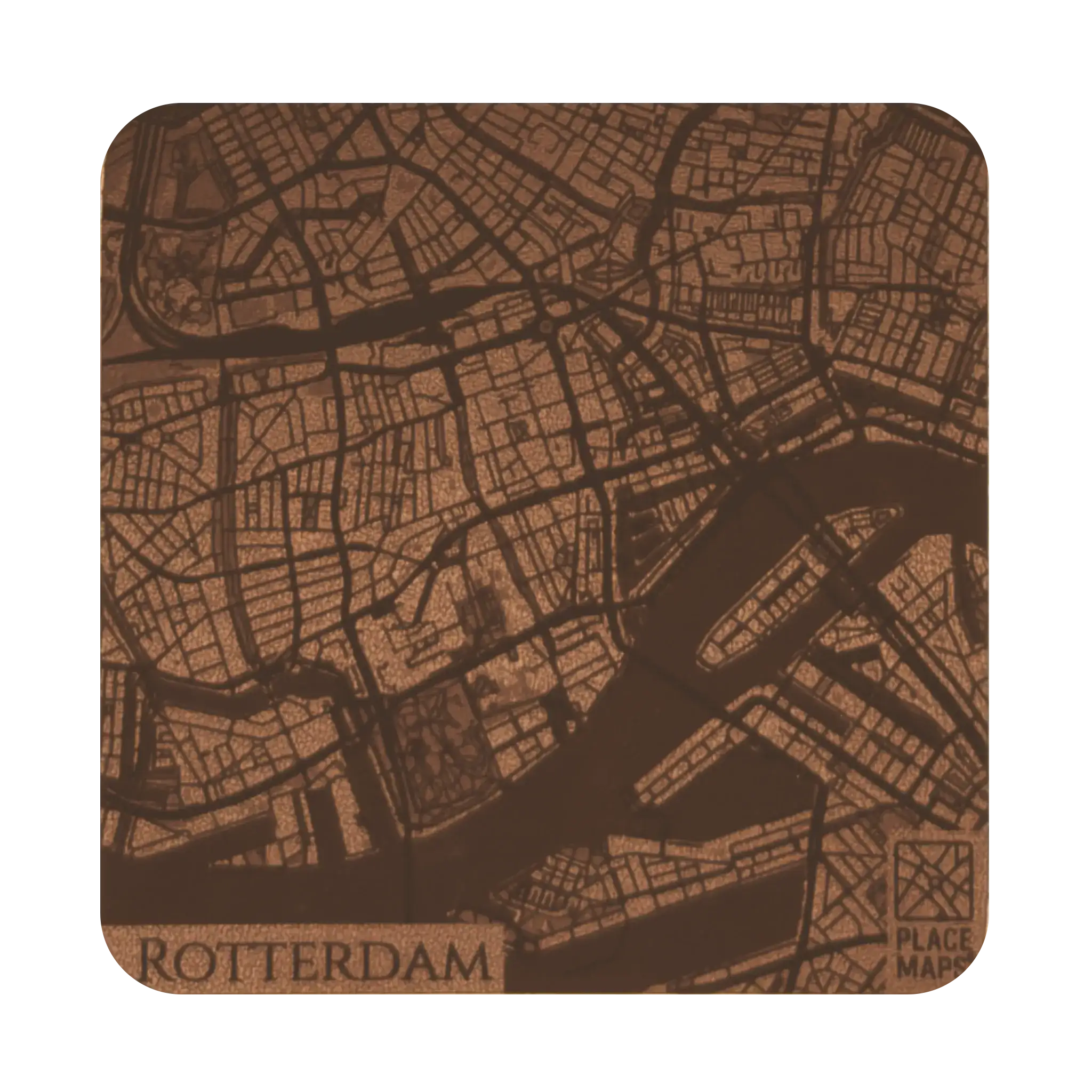 Leren Onderzetter Stadskaart Rotterdam