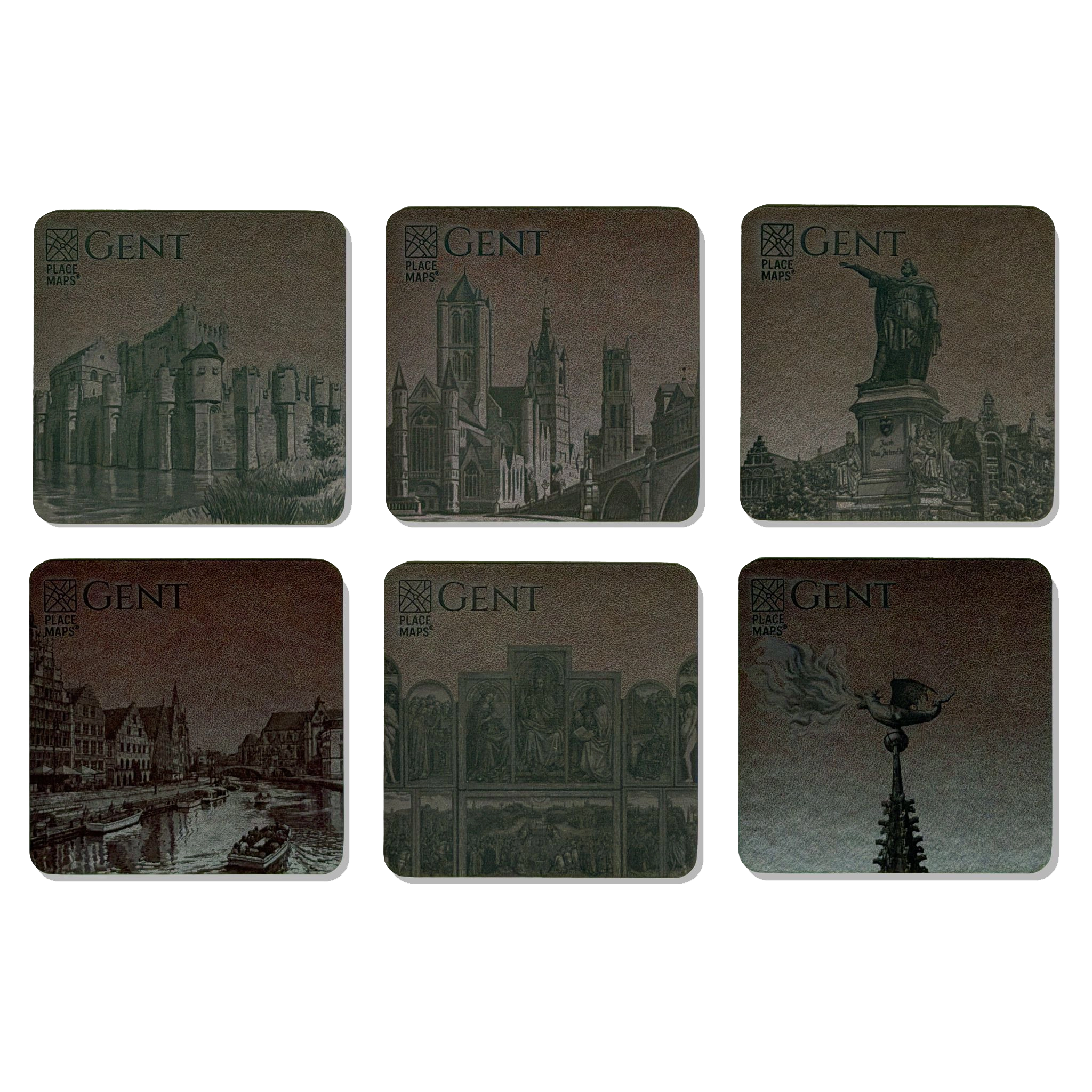 Place Maps Onderzetter Gent Set - Cacaobruin