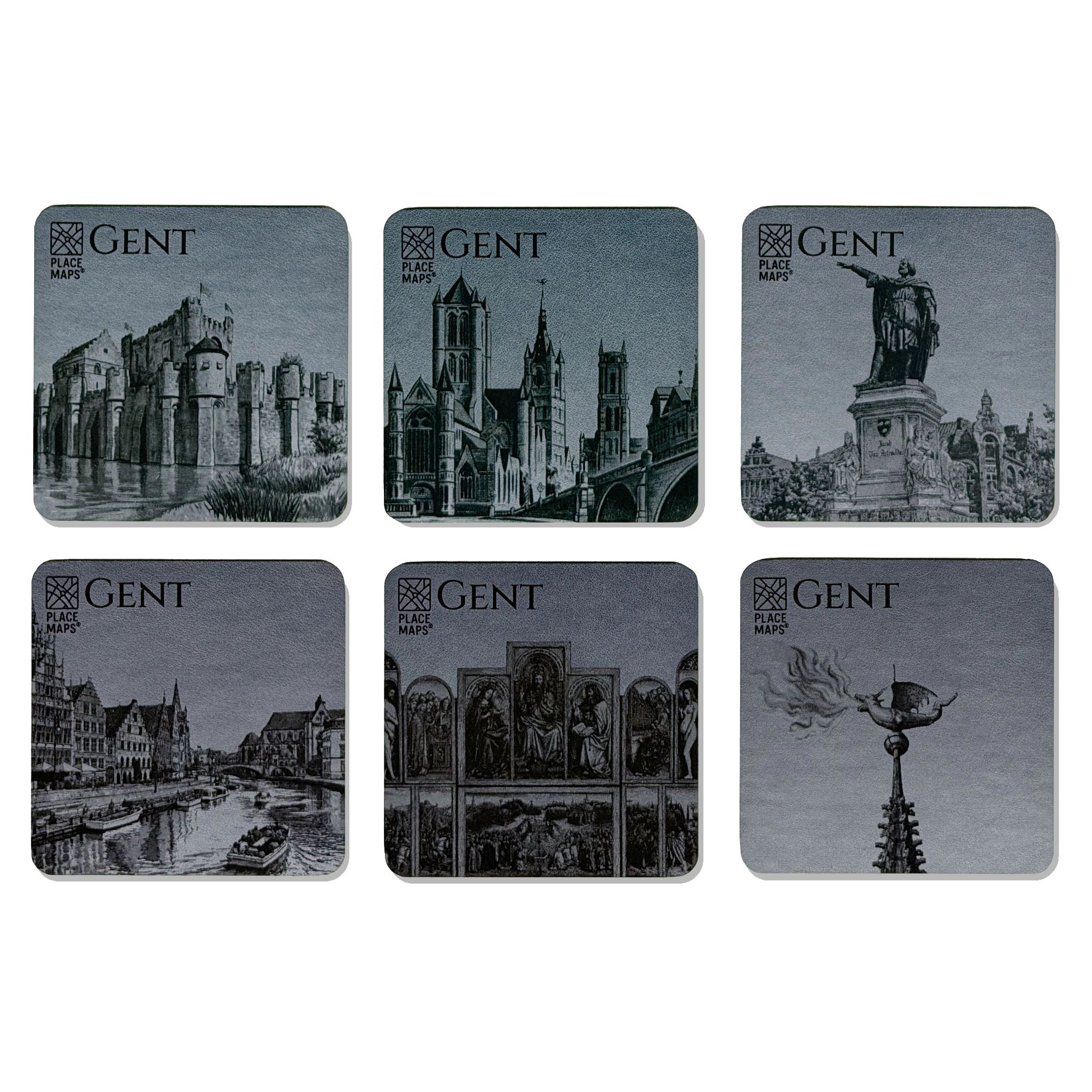 Place Maps Onderzetter Gent Set - Leigrijs