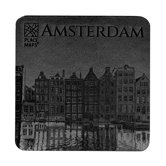 Leren Onderzetter Skyline Amsterdam - Dancing Houses