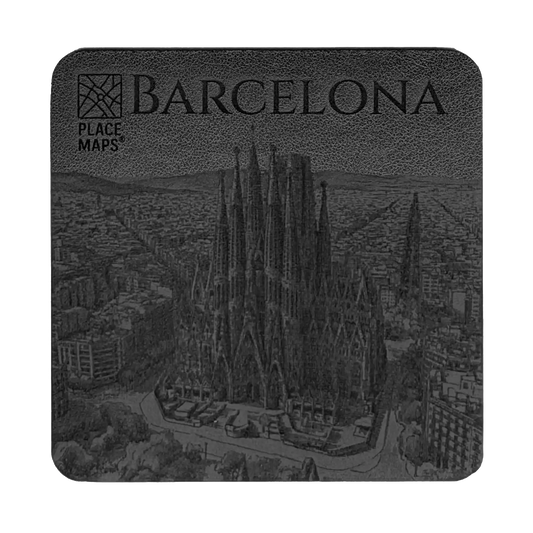 Leren Onderzetter Skyline Barcelona - Sagrada Família