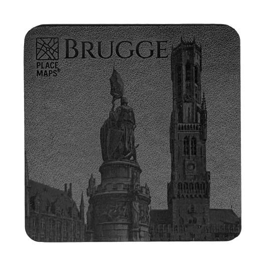 Leren Onderzetter Skyline Brugge - Belfort