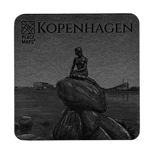 Leren Onderzetter Skyline Kopenhagen - Kleine Zeemeermin