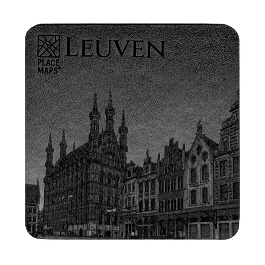 Leren Onderzetter Skyline Leuven - Stadhuis