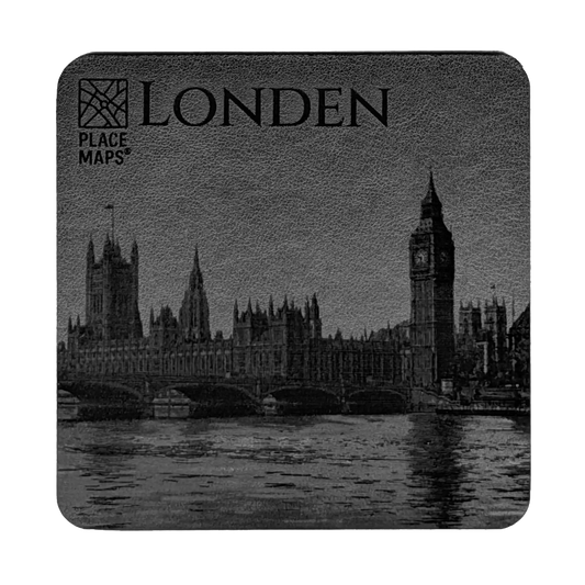 Leren Onderzetter Skyline Londen - Big Ben & Parlement