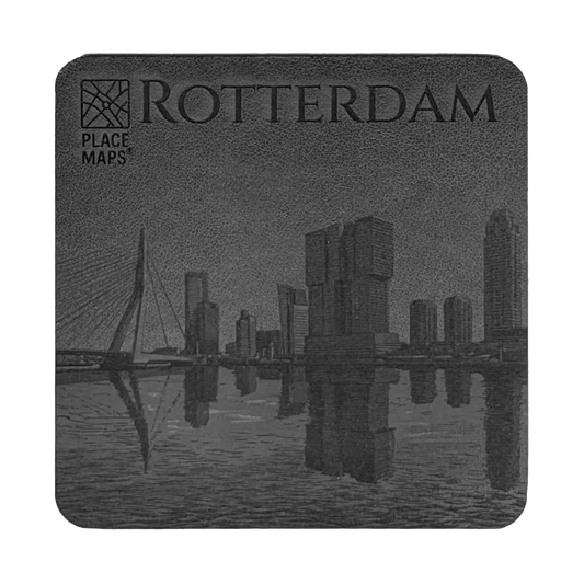 Leren Onderzetter Skyline Rotterdam - Erasmusbrug