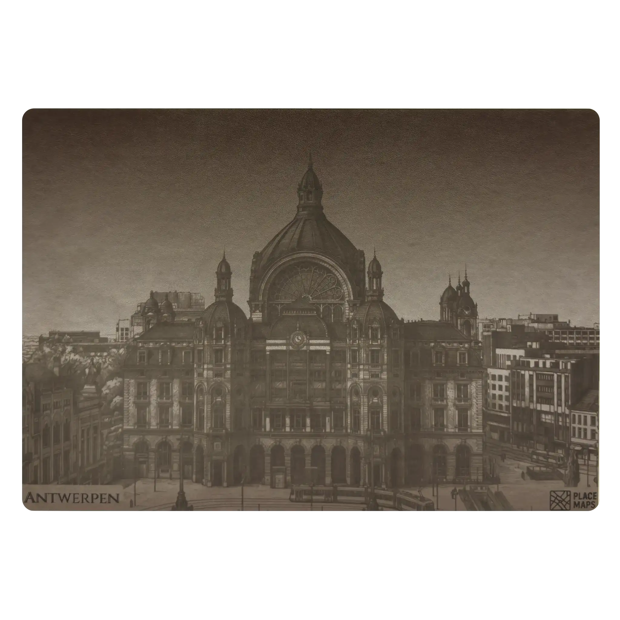 Leren Placemat Skyline Antwerpen - Centraal Station