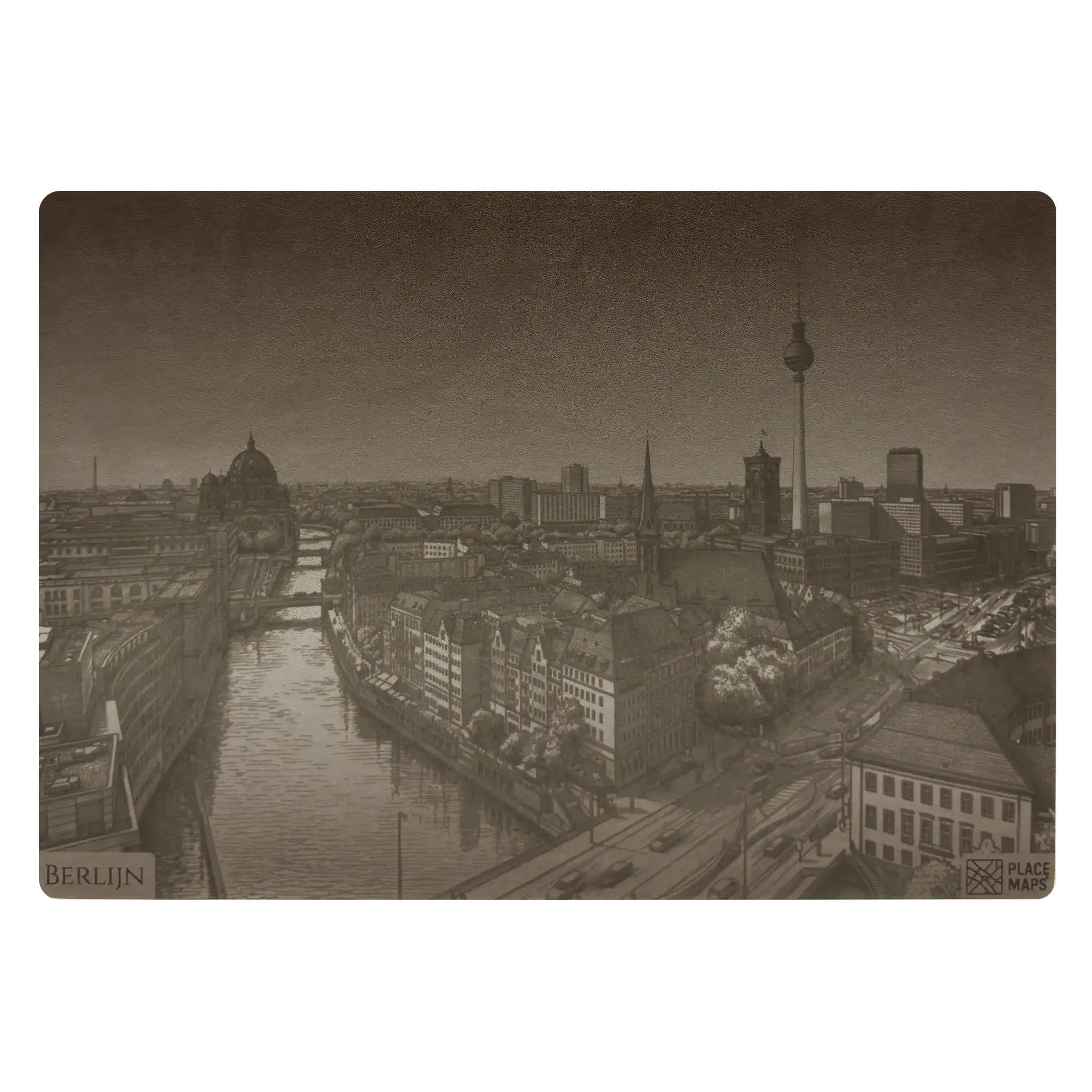 Leren Placemat Skyline Berlijn - Fernsehturm