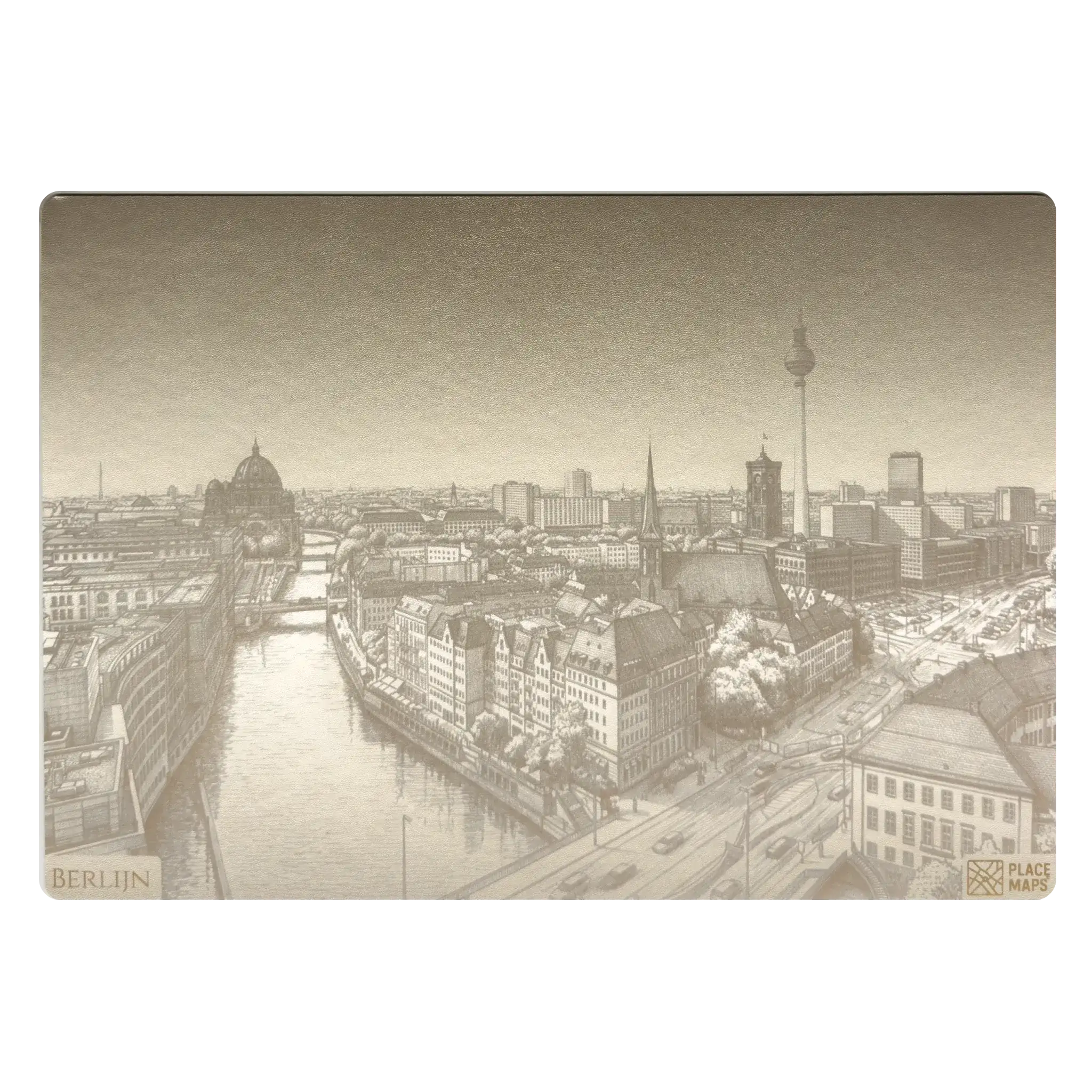 Leren Placemat Skyline Berlijn - Fernsehturm