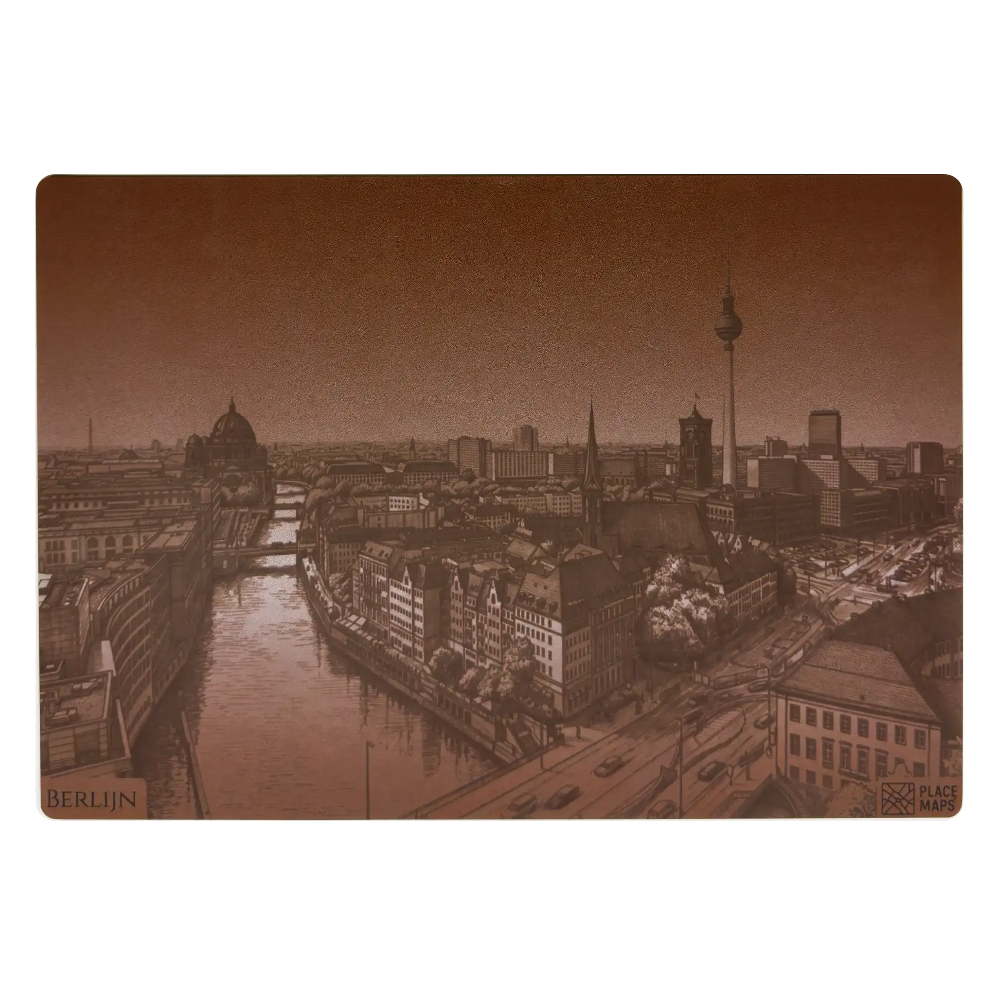 Leren Placemat Skyline Berlijn - Fernsehturm