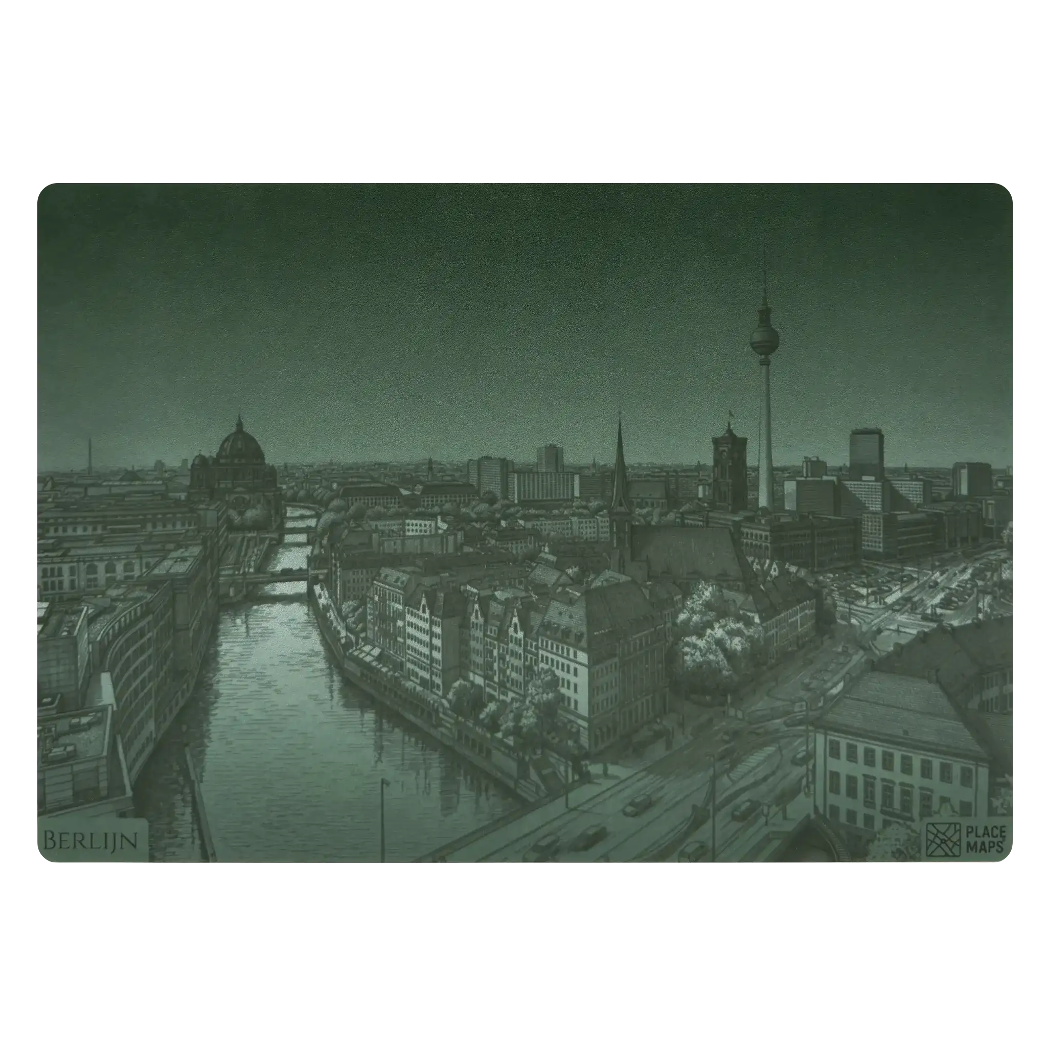 Leren Placemat Skyline Berlijn - Fernsehturm