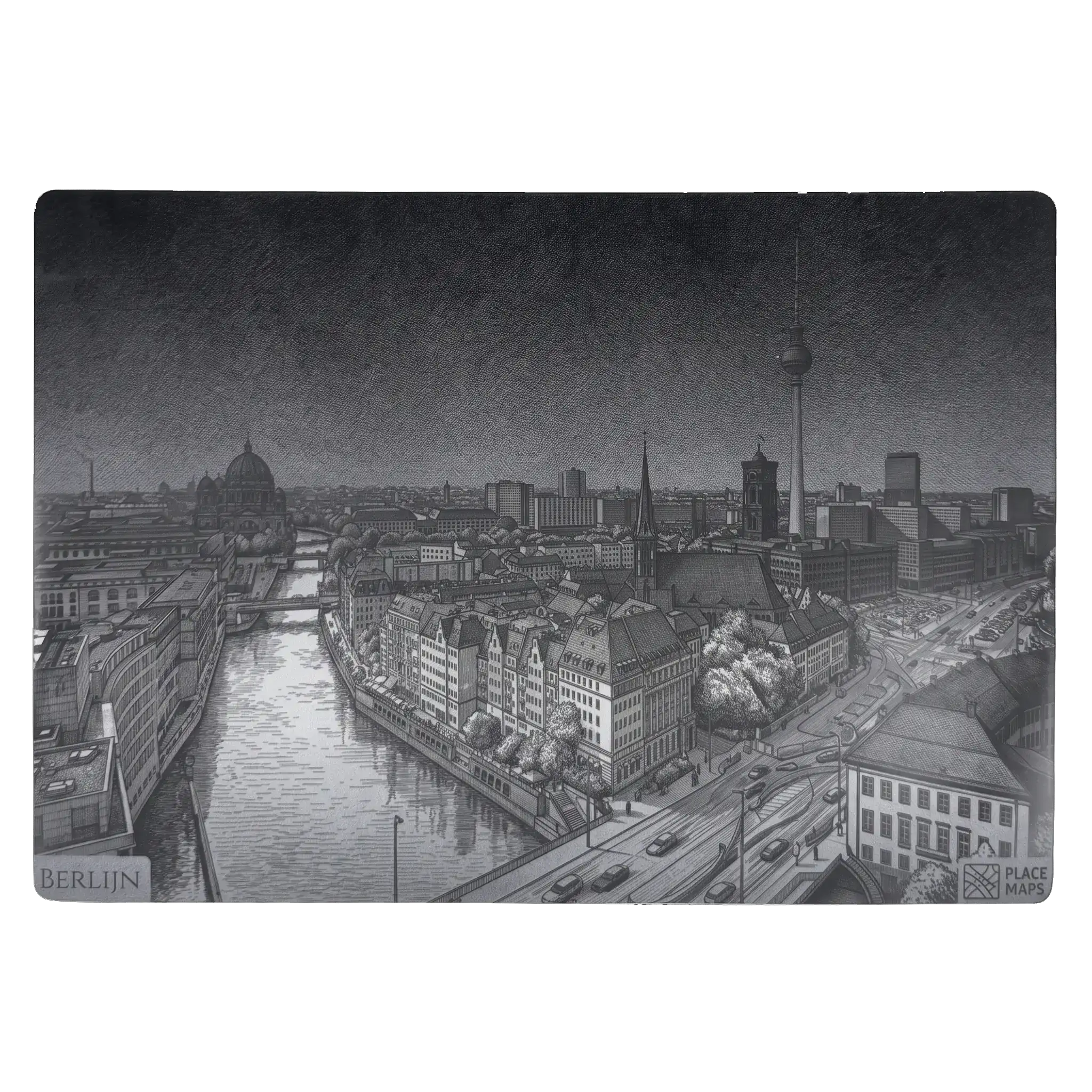 Leren Placemat Skyline Berlijn - Fernsehturm