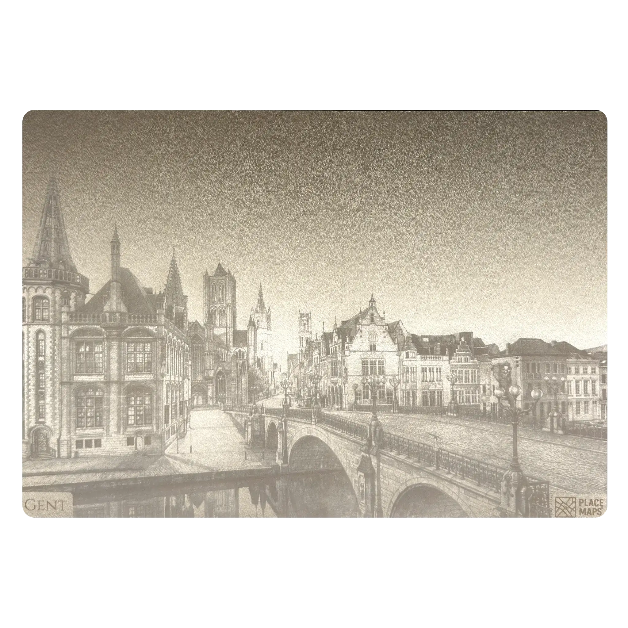 Leren Placemat Skyline Gent - Drie Torens