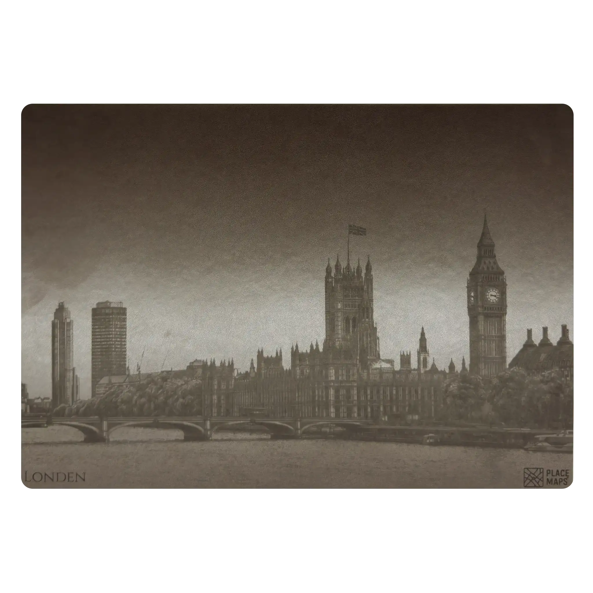 Leren Placemat Skyline Londen - Big Ben & Parlement