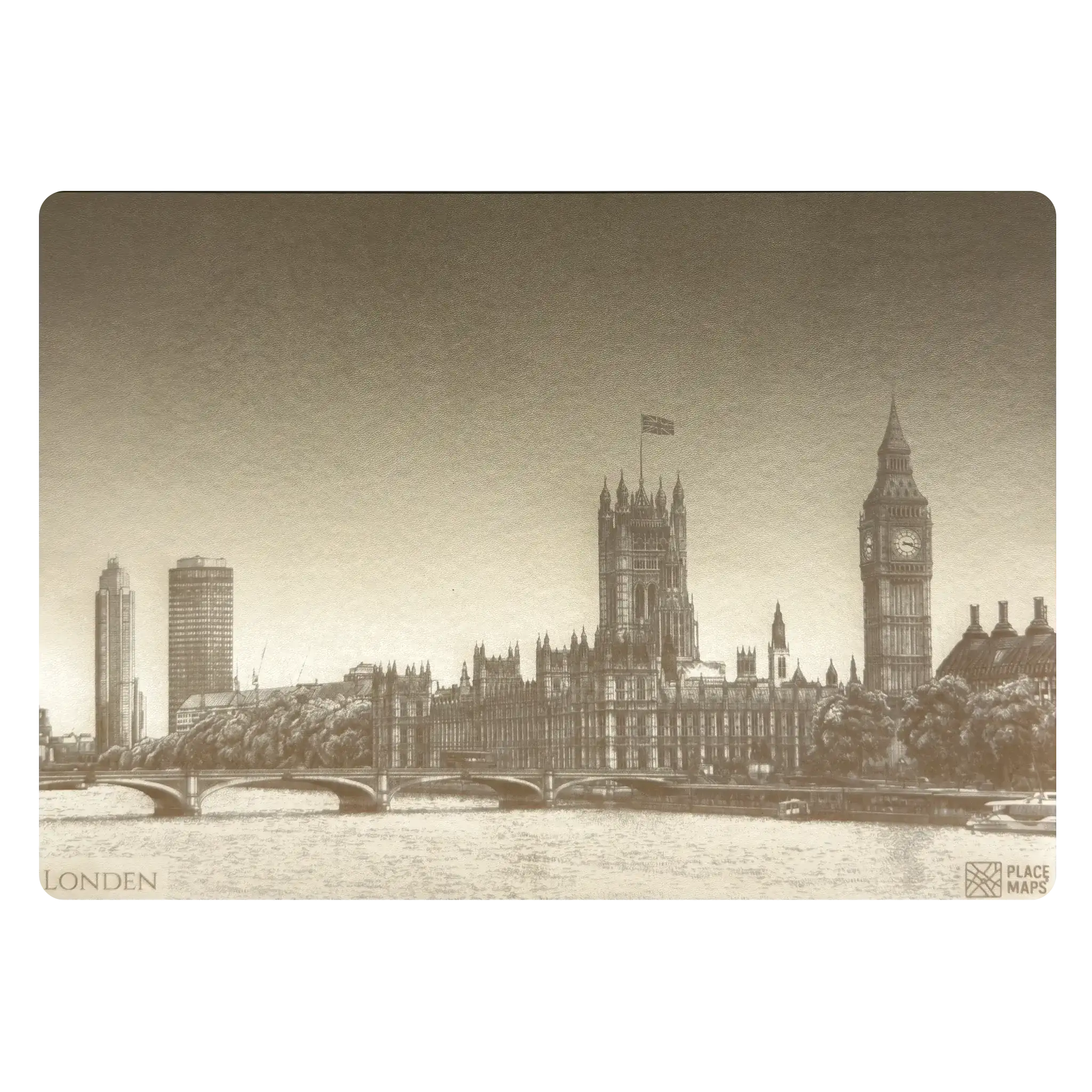Leren Placemat Skyline Londen - Big Ben & Parlement