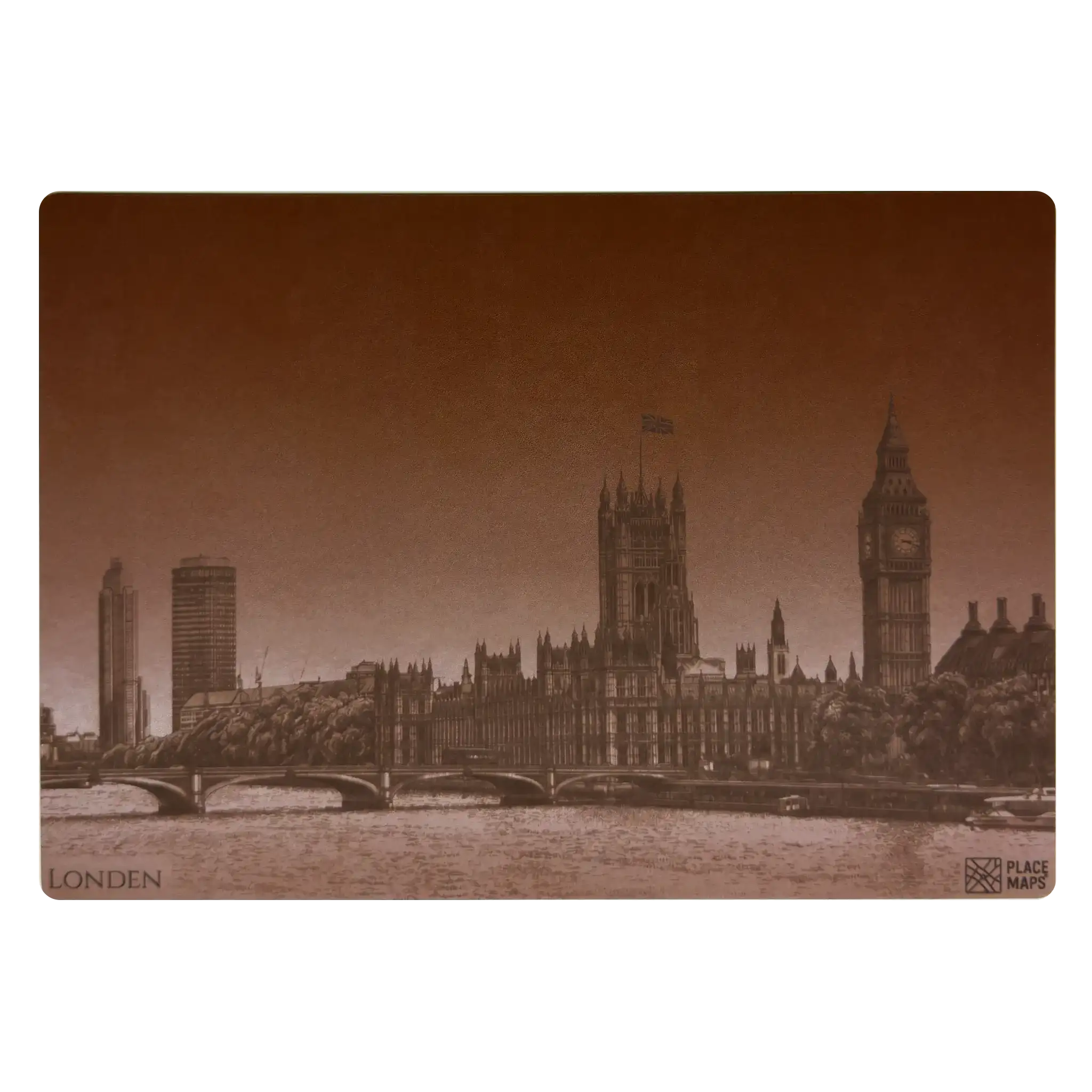 Leren Placemat Skyline Londen - Big Ben & Parlement