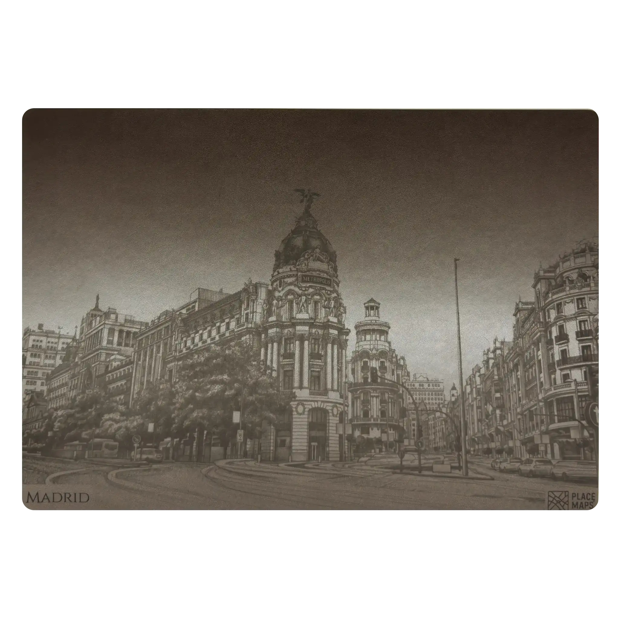 Leren Placemat Skyline Madrid - Edificio Metropolis
