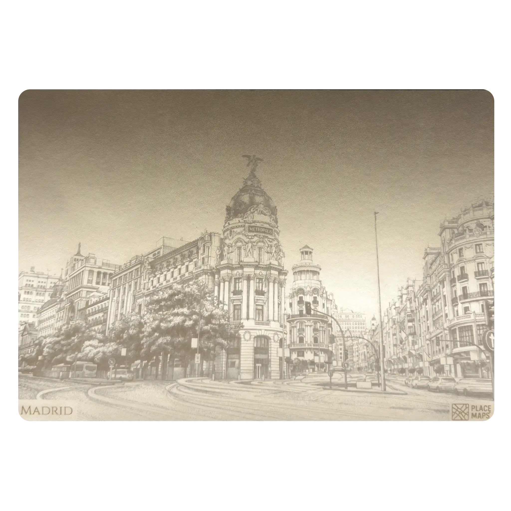 Leren Placemat Skyline Madrid - Edificio Metropolis