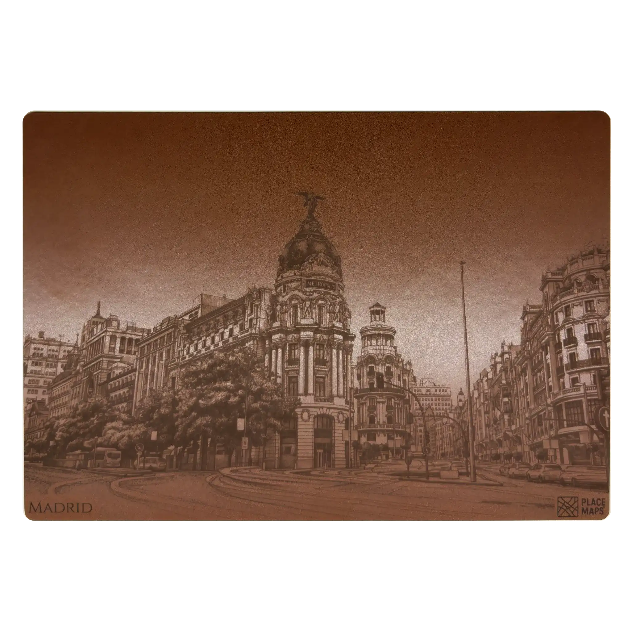Leren Placemat Skyline Madrid - Edificio Metropolis