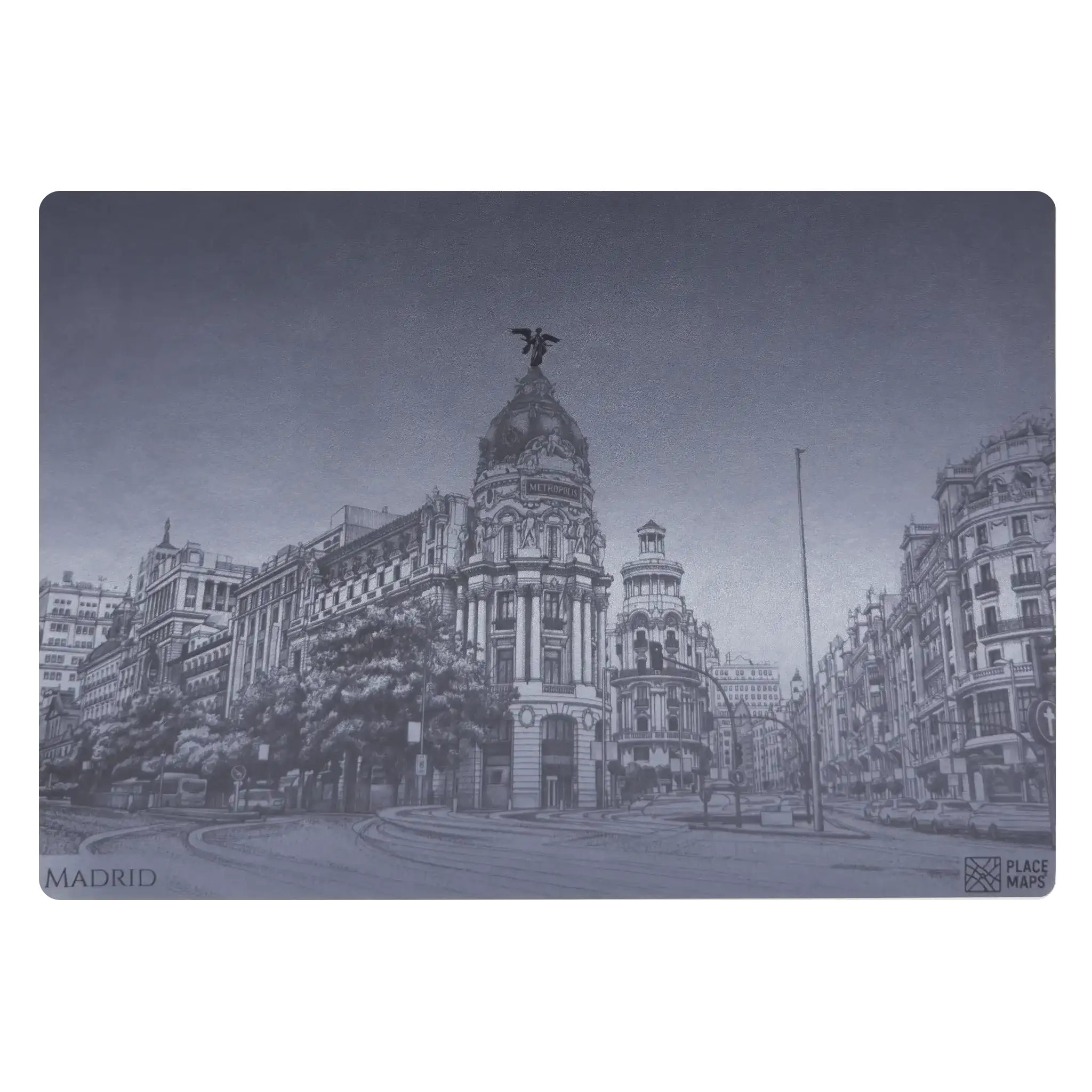 Leren Placemat Skyline Madrid - Edificio Metropolis