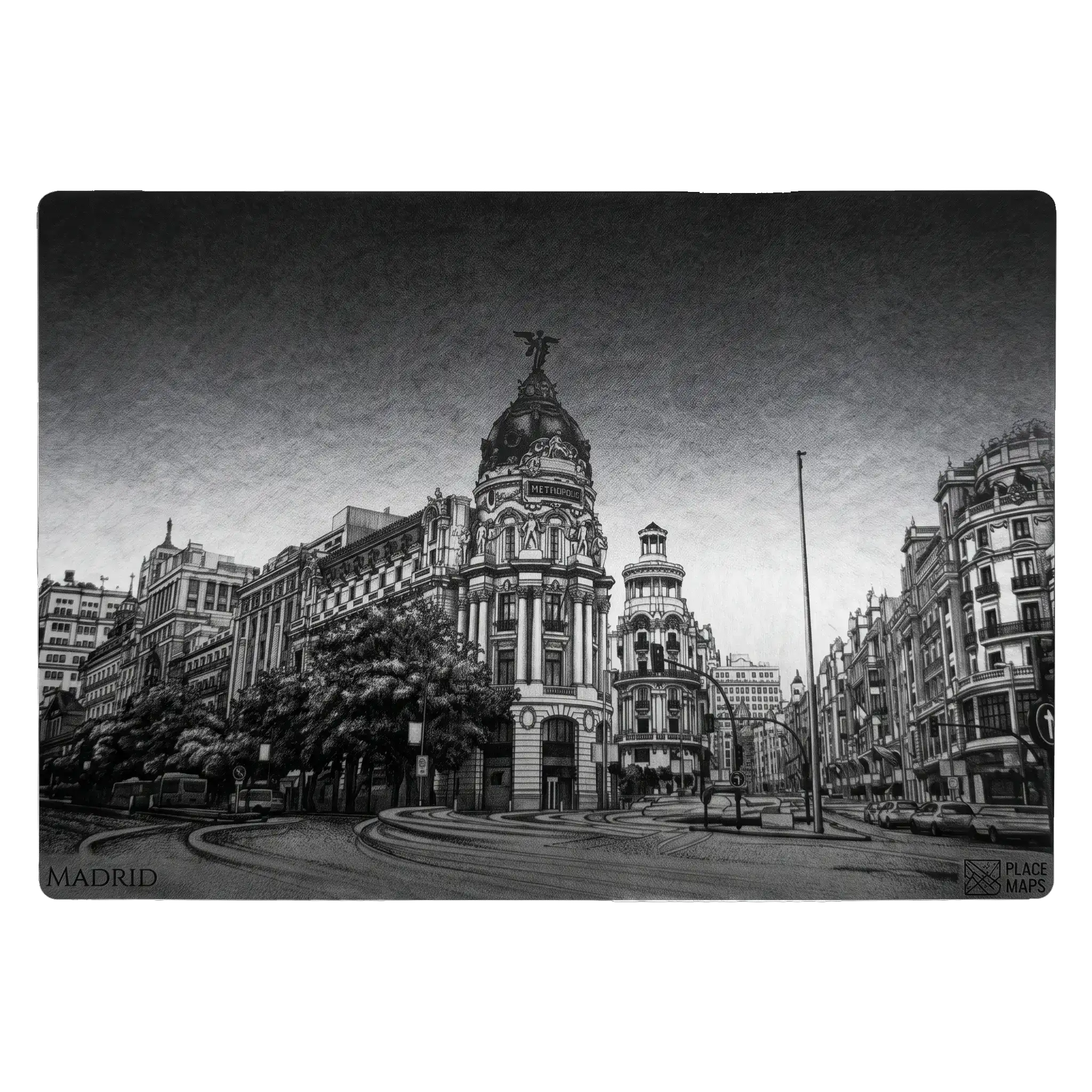 Leren Placemat Skyline Madrid - Edificio Metropolis