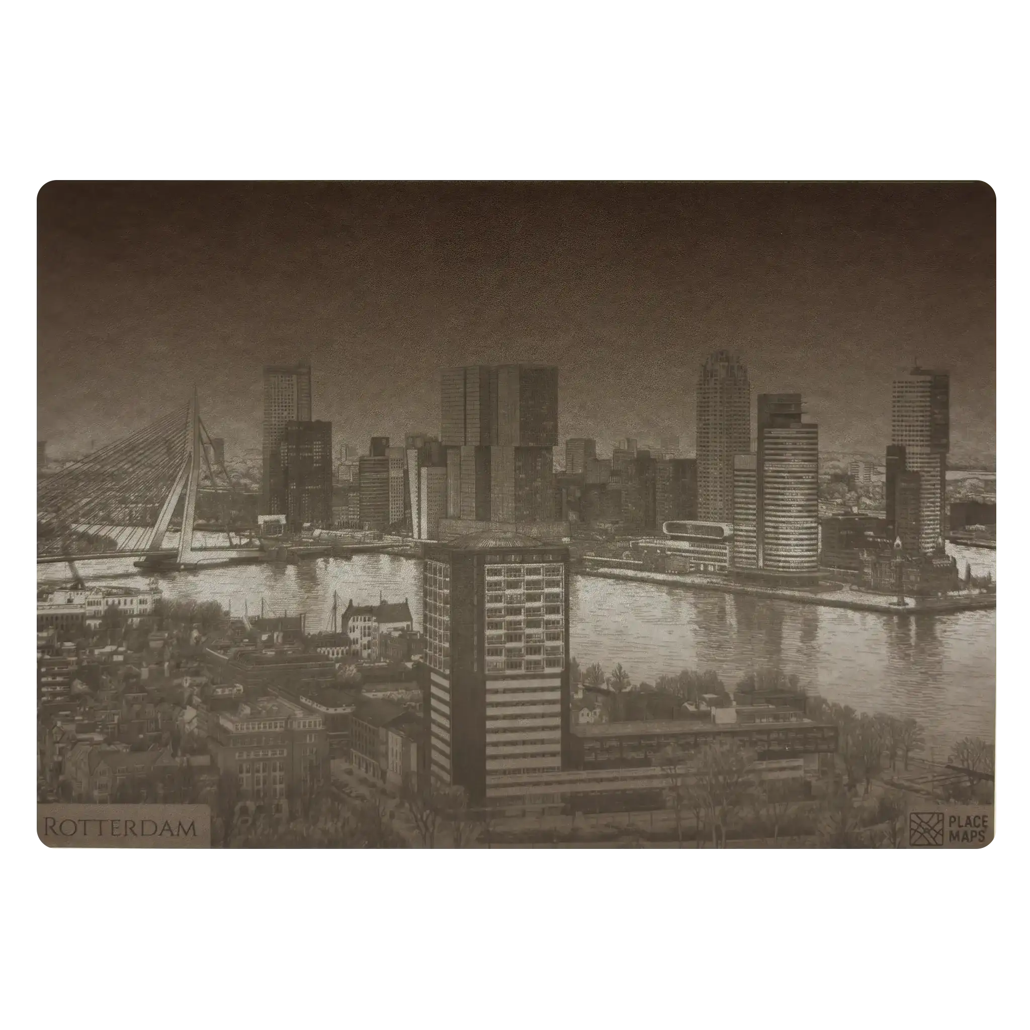 Leren Placemat Skyline Rotterdam - Erasmusbrug