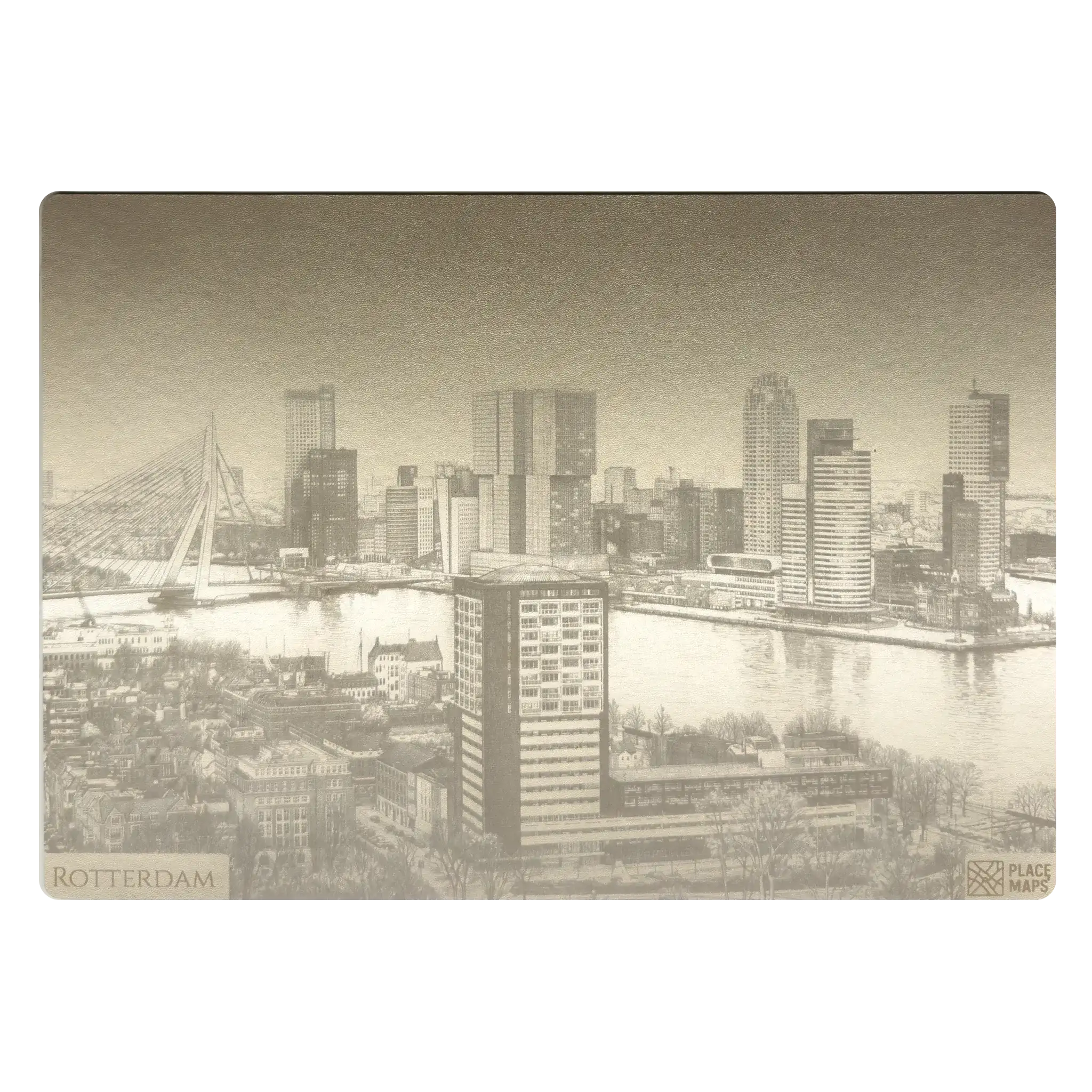 Leren Placemat Skyline Rotterdam - Erasmusbrug
